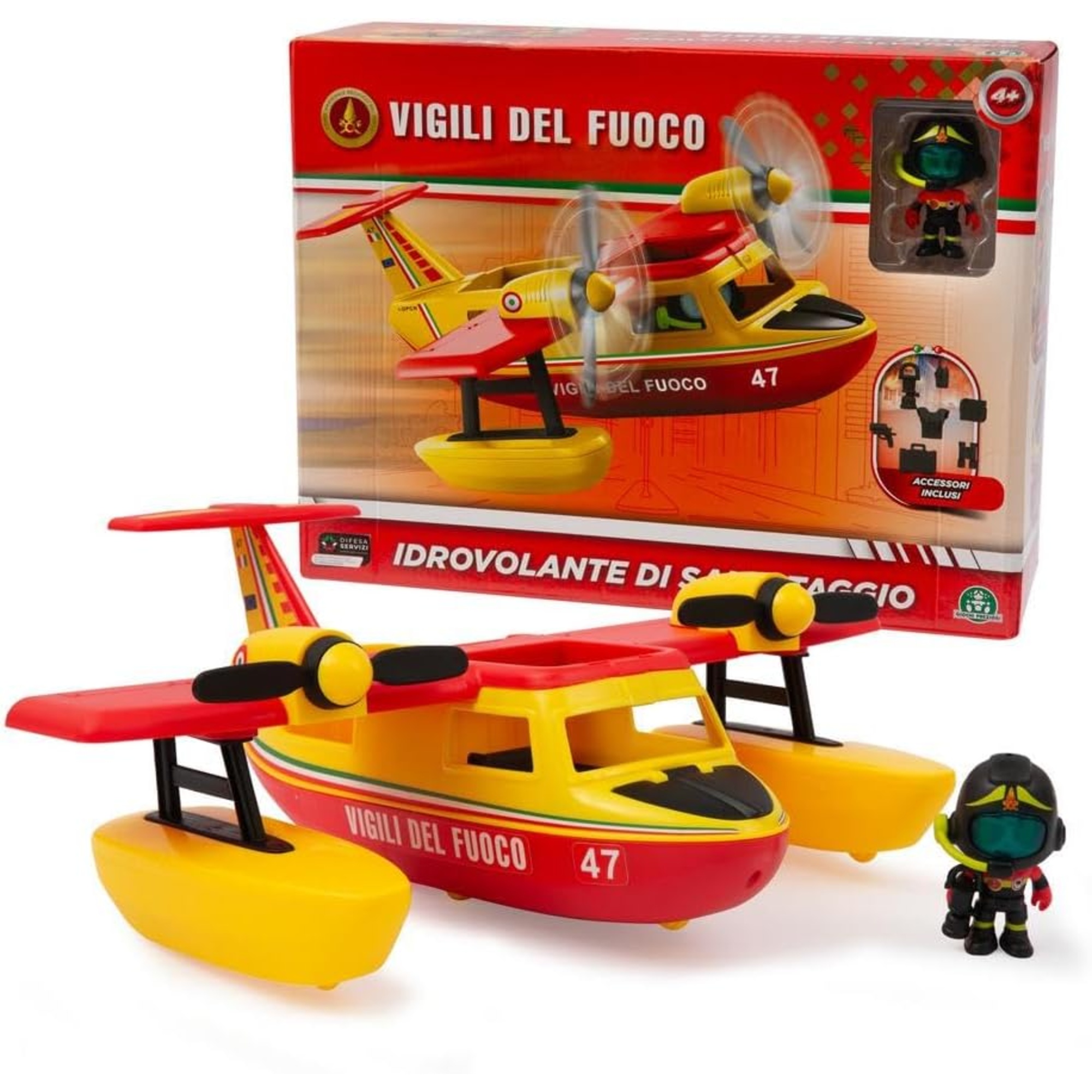 Canadair vigili del fuoco con mini action hero - aereo anfibio con accessori - GIOCHI PREZIOSI