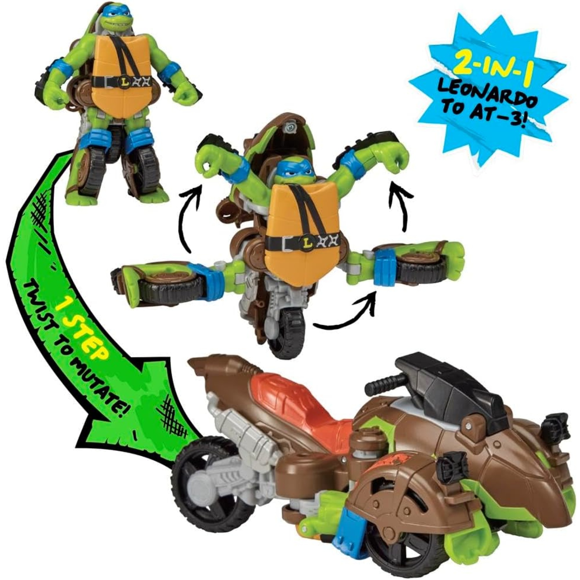 Veicolo leonarod tartarughe ninja caos mutante - moto trasformabile in action figure raffaello - 15 cm - per bambini dai 4 anni - GIOCHI PREZIOSI