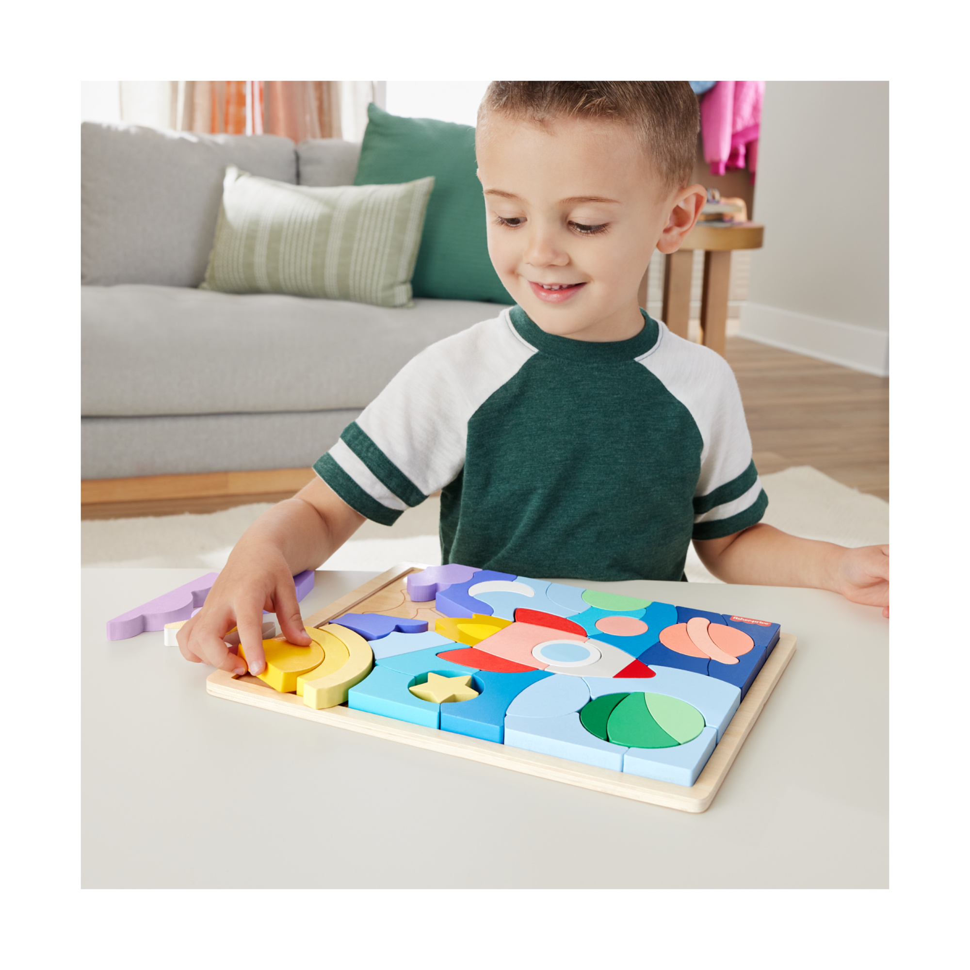 Puzzle astronave in legno - set da 42 blocchi impilabili - fisher-price wood - FISHER-PRICE