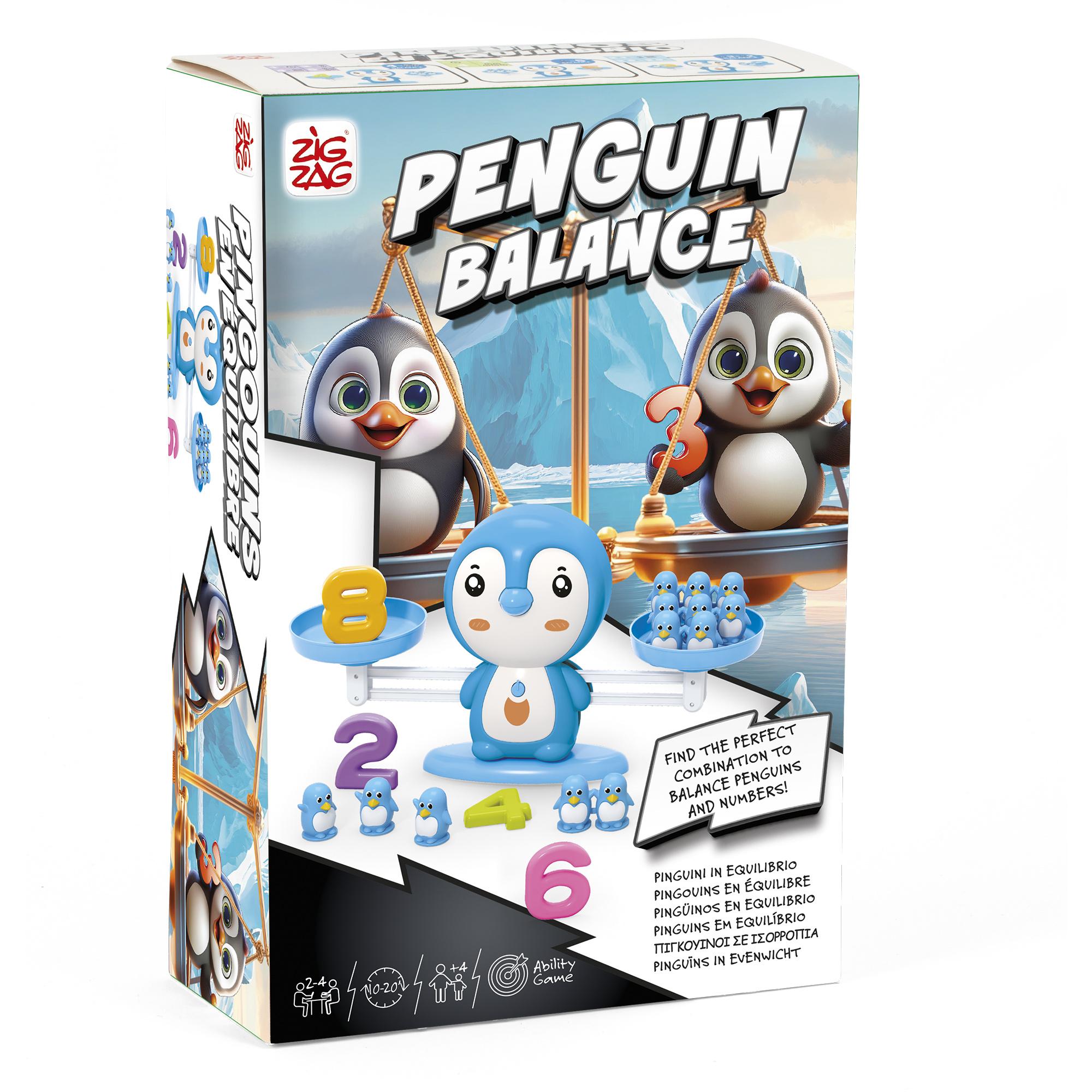 Pinguini in equilibrio zig zag - gioco da tavolo educativo con 3 livelli di difficoltà - ZIG ZAG