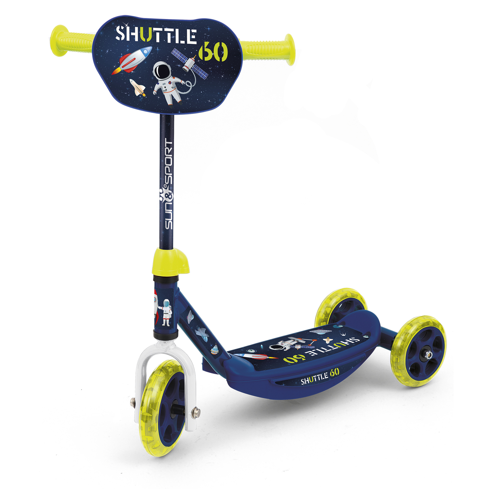 Monopattino 3 ruote per bambini da 2 a 4 anni con struttura in metallo e pedana antiscivolo - 20 kg di capacità massima - blu - SUN&SPORT