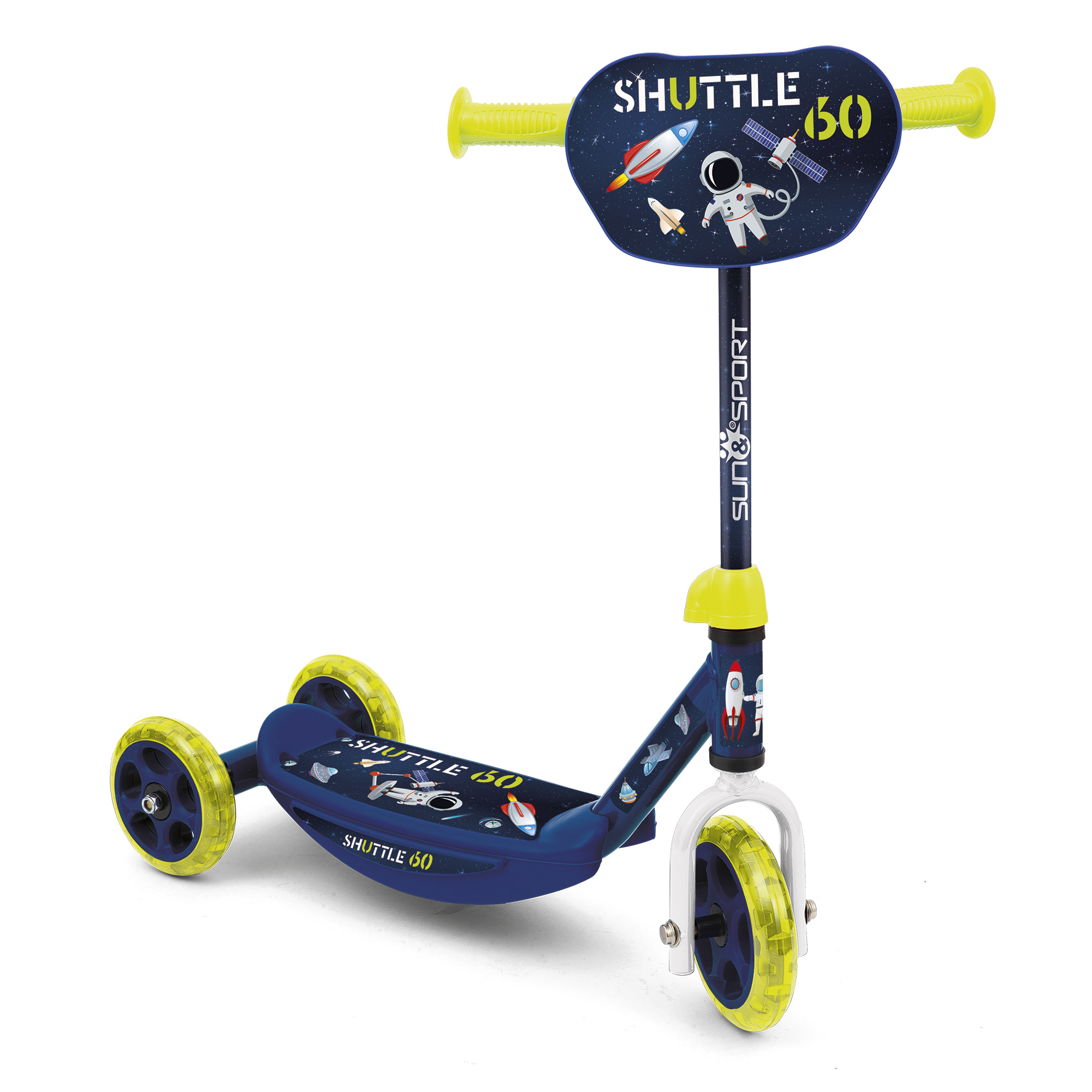 Monopattino 3 ruote per bambini da 2 a 4 anni con struttura in metallo e pedana antiscivolo - 20 kg di capacità massima - blu - SUN&SPORT