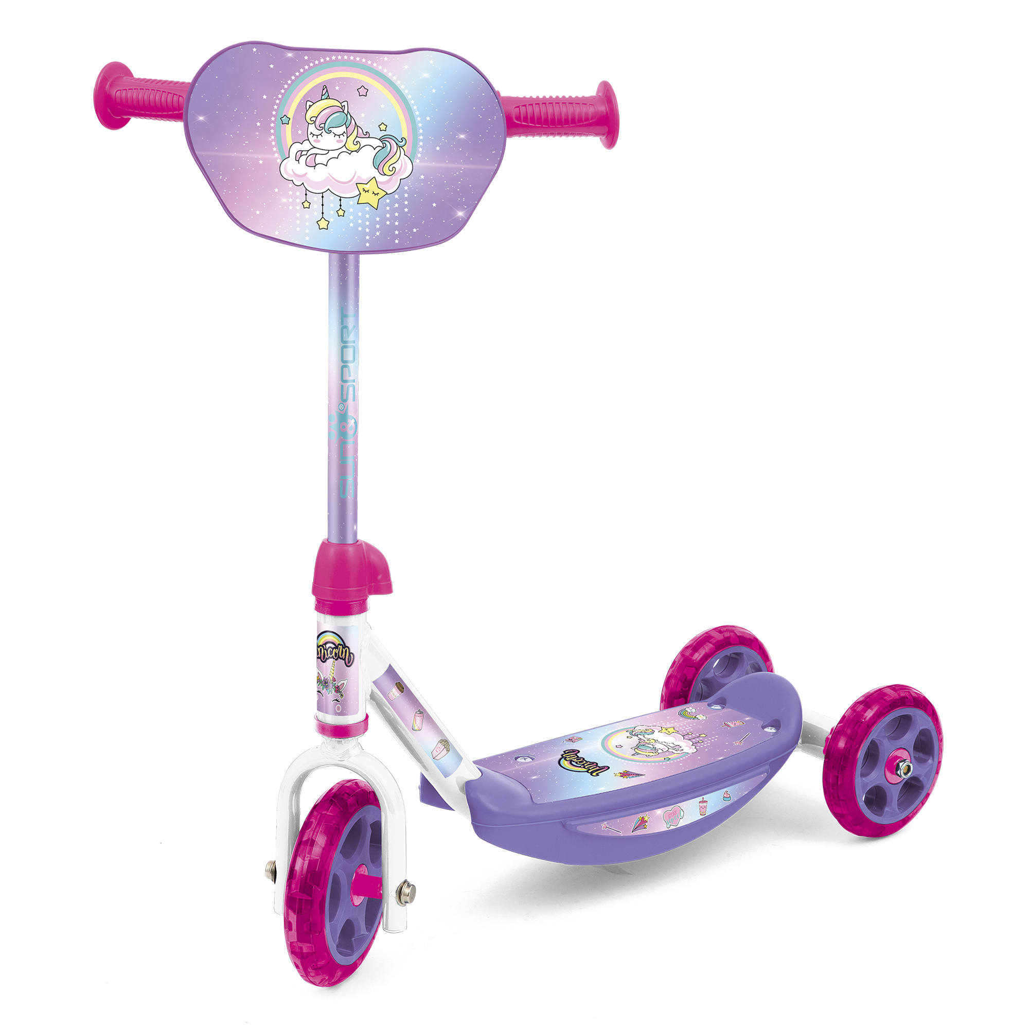 Monopattino 3 ruote per bambini da 2 a 4 anni con struttura in metallo e pedana antiscivolo |- 20 kg di capacità massima - rosa - SUN&SPORT