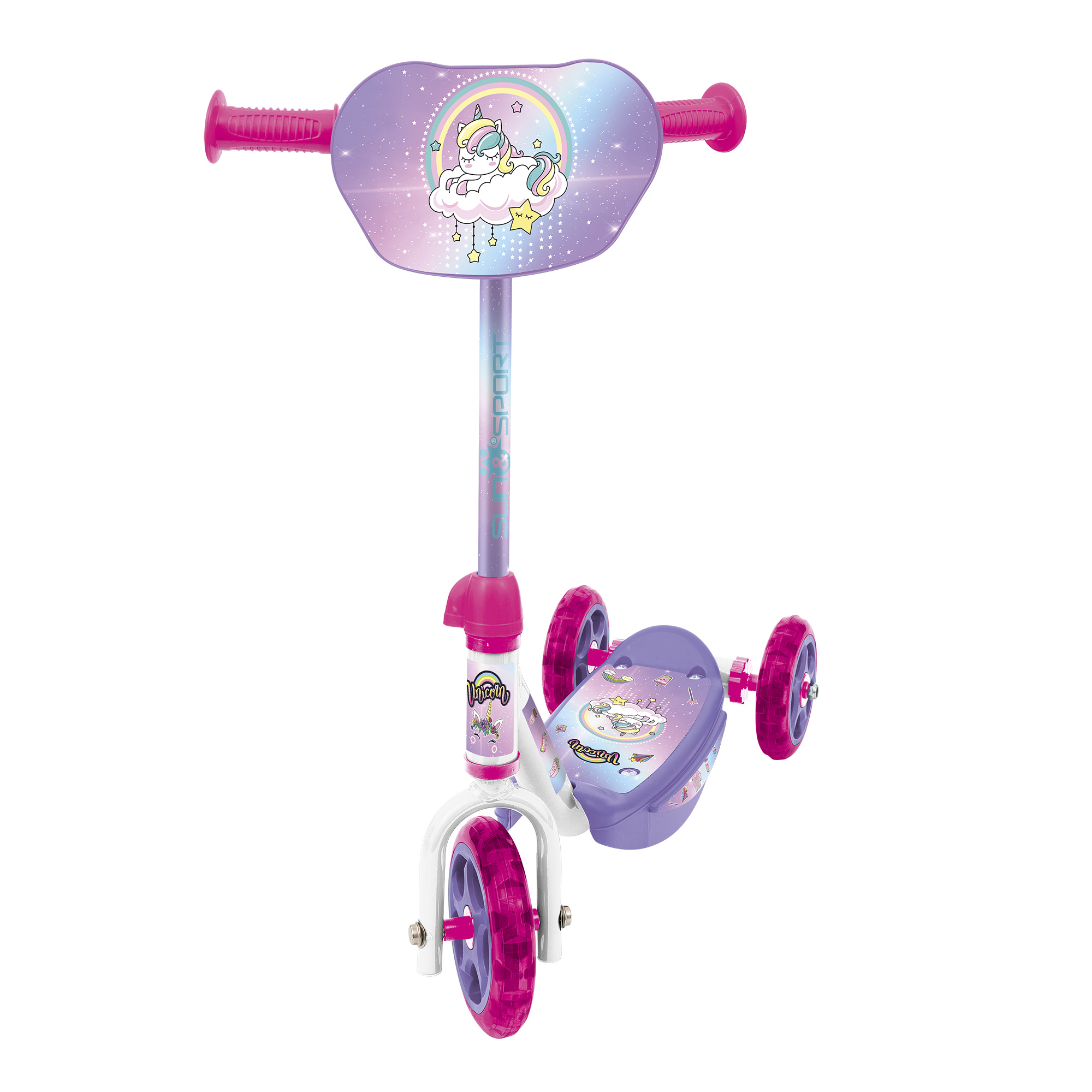 Monopattino 3 ruote per bambini da 2 a 4 anni con struttura in metallo e pedana antiscivolo |- 20 kg di capacità massima - rosa - SUN&SPORT