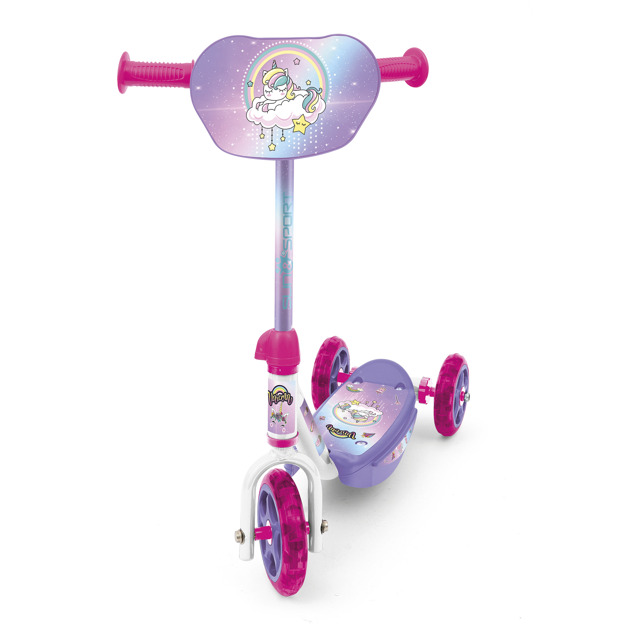 Monopattino 3 ruote per bambini da 2 a 4 anni con struttura in metallo e pedana antiscivolo |- 20 kg di capacità massima - rosa - SUN&SPORT