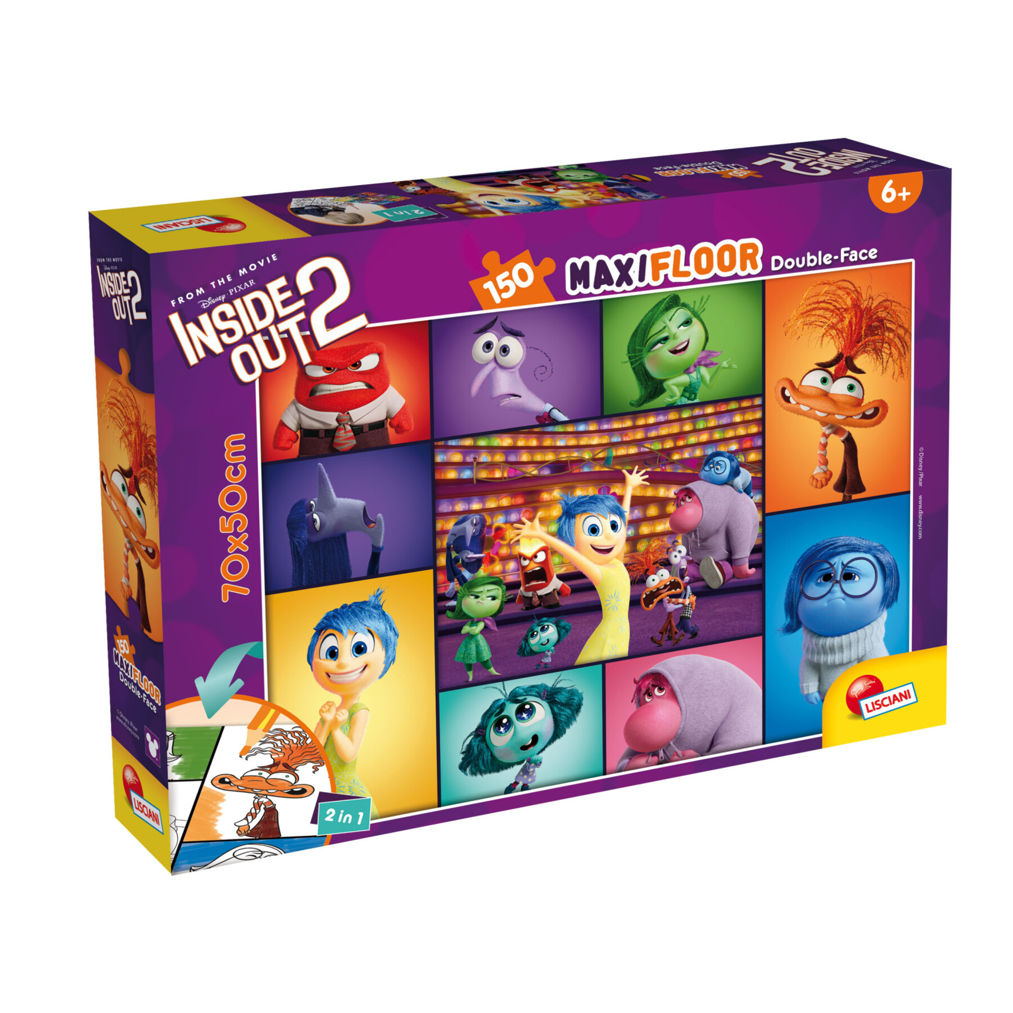 Disney puzzle maxi floor 150 pezzi inside out 2 - scena da colorare inclusa - Disney