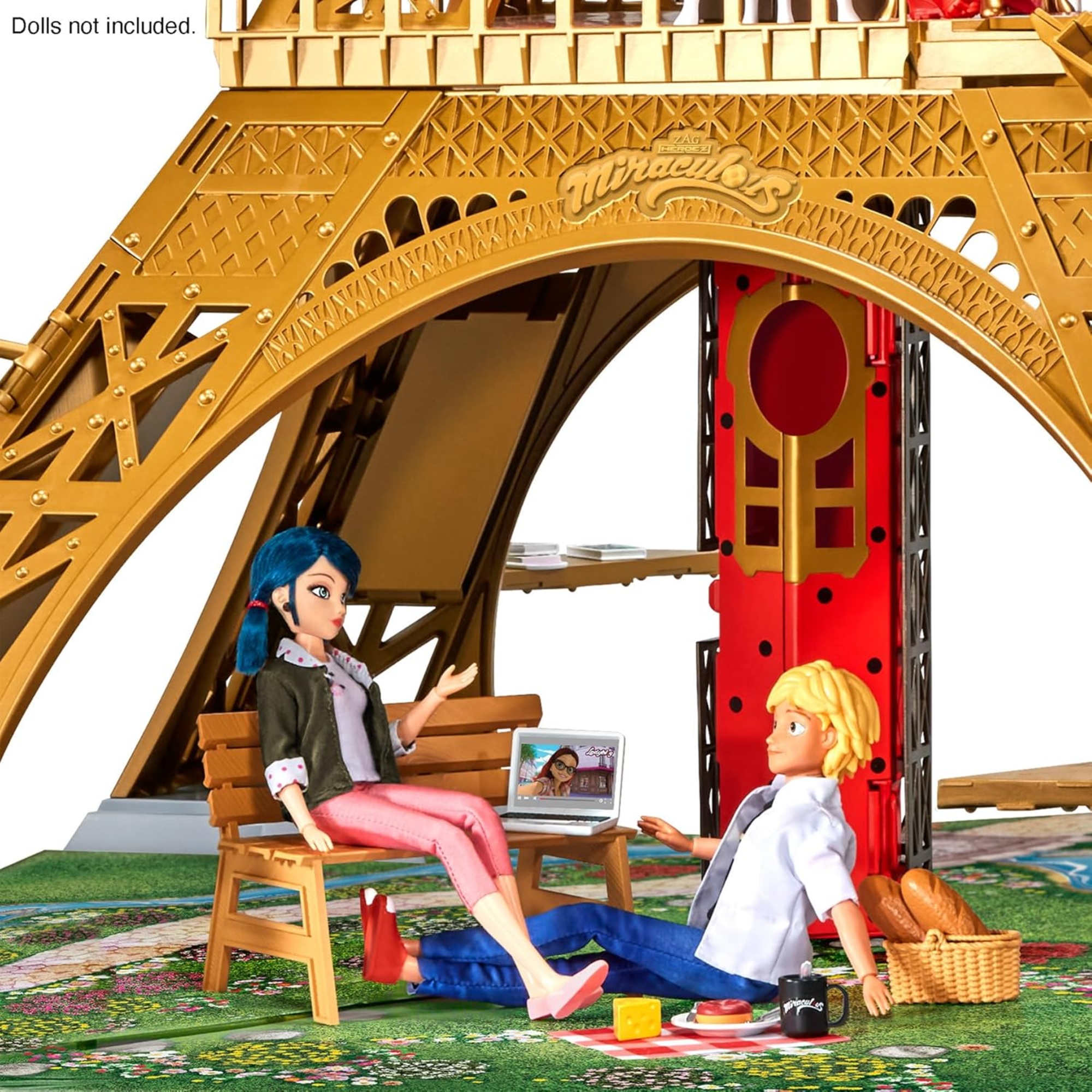 Playset deluxe paris miraculous - torre di parigi 1,20m con 40 accessori  - lady bug miracolous - 