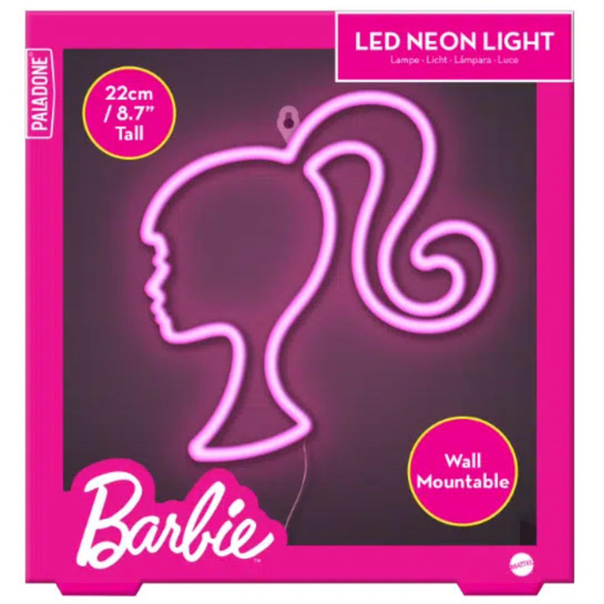 Lampada neon led barbie rosa 22 cm - design iconico con licenza ufficiale, alimentazione usb, accessorio decorativo per collezionisti - Barbie