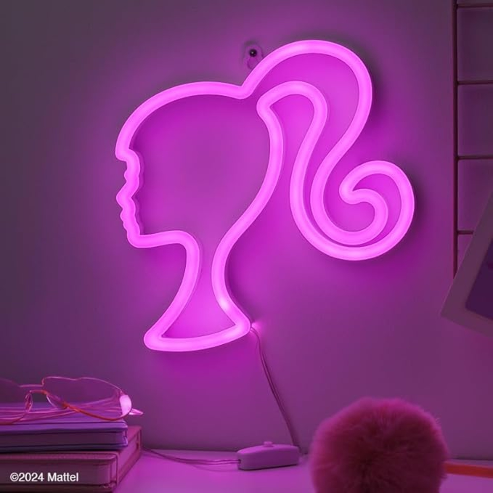 Lampada neon led barbie rosa 22 cm - design iconico con licenza ufficiale, alimentazione usb, accessorio decorativo per collezionisti - Barbie