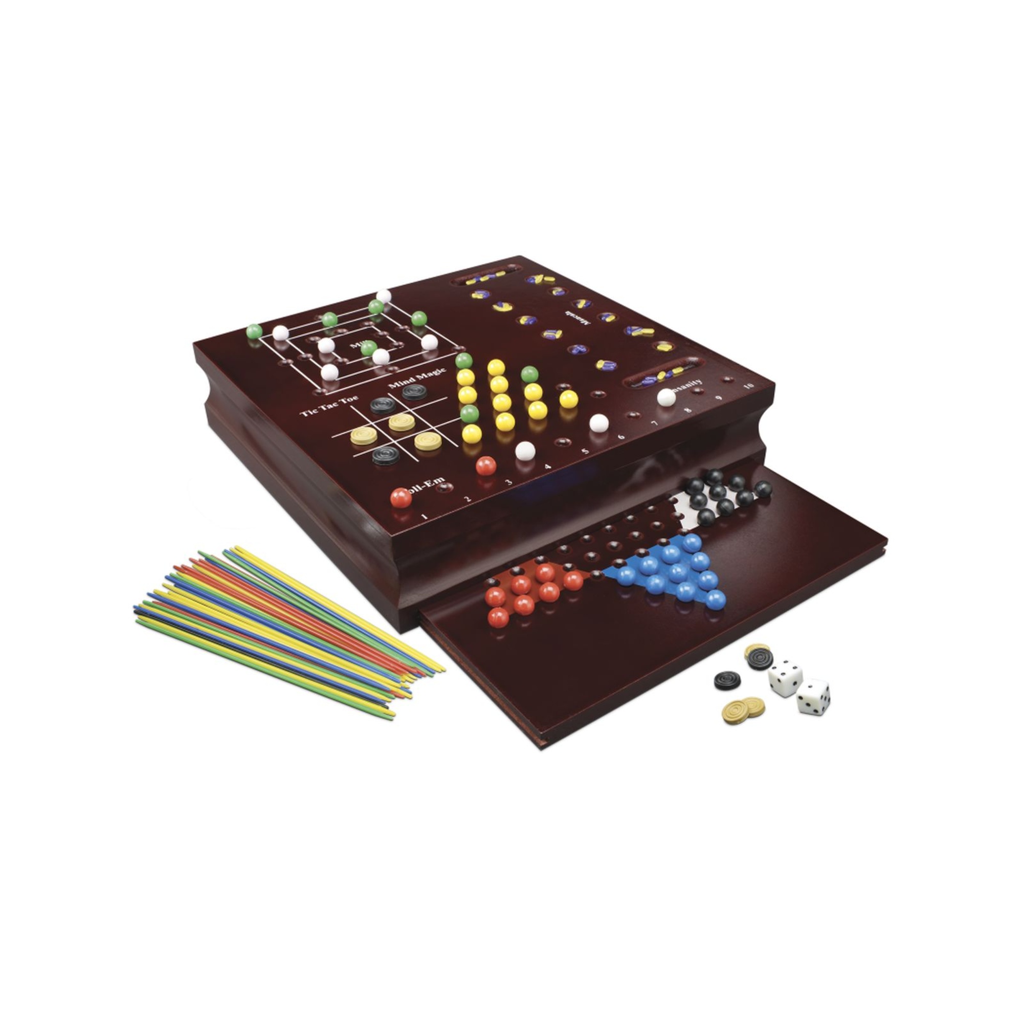 Set di giochi da tavolo in legno 10-in-1 - flipper elettronico, backgammon, scacchi, shangai e più-  zig zag - ZIG ZAG