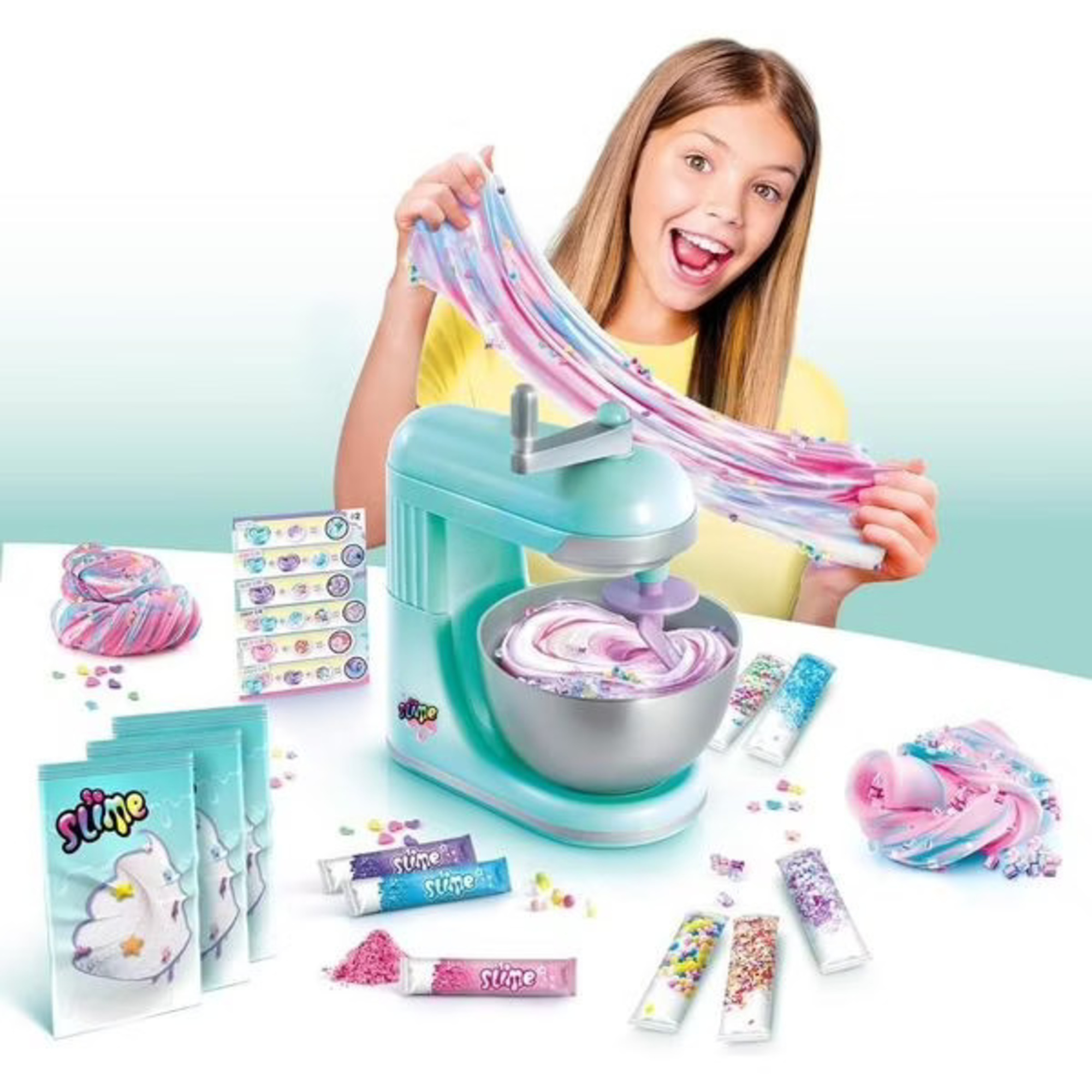 So slime twist & slime - crea il tuo slime colorato e marbré - kit creativo con mini robot per bambini - 