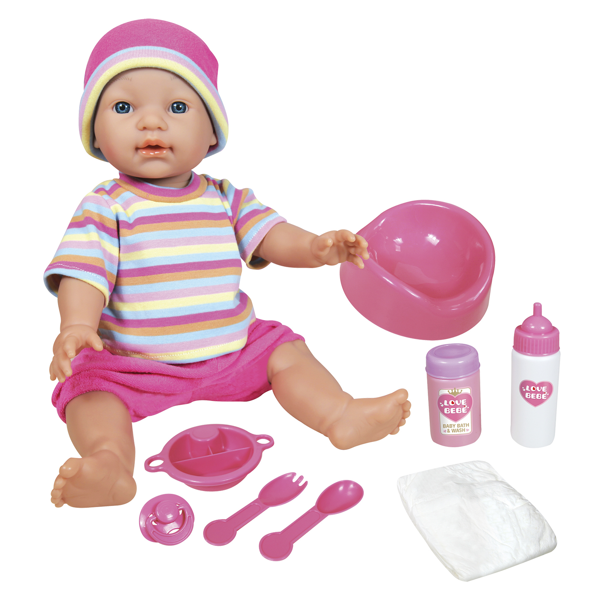 Bambola robin 43 cm con set accessori - love bebè - LOVE BEBE'