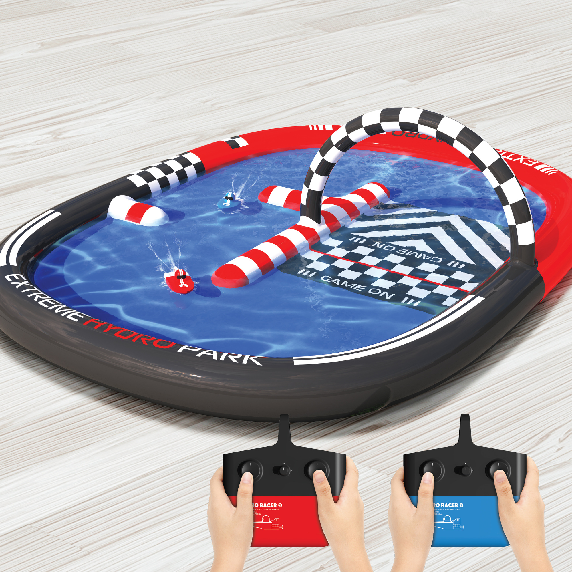 Set barca telecomandata sharper image hydro racers con piscina gonfiabile – gare acquatiche per bambini - Sharper Image