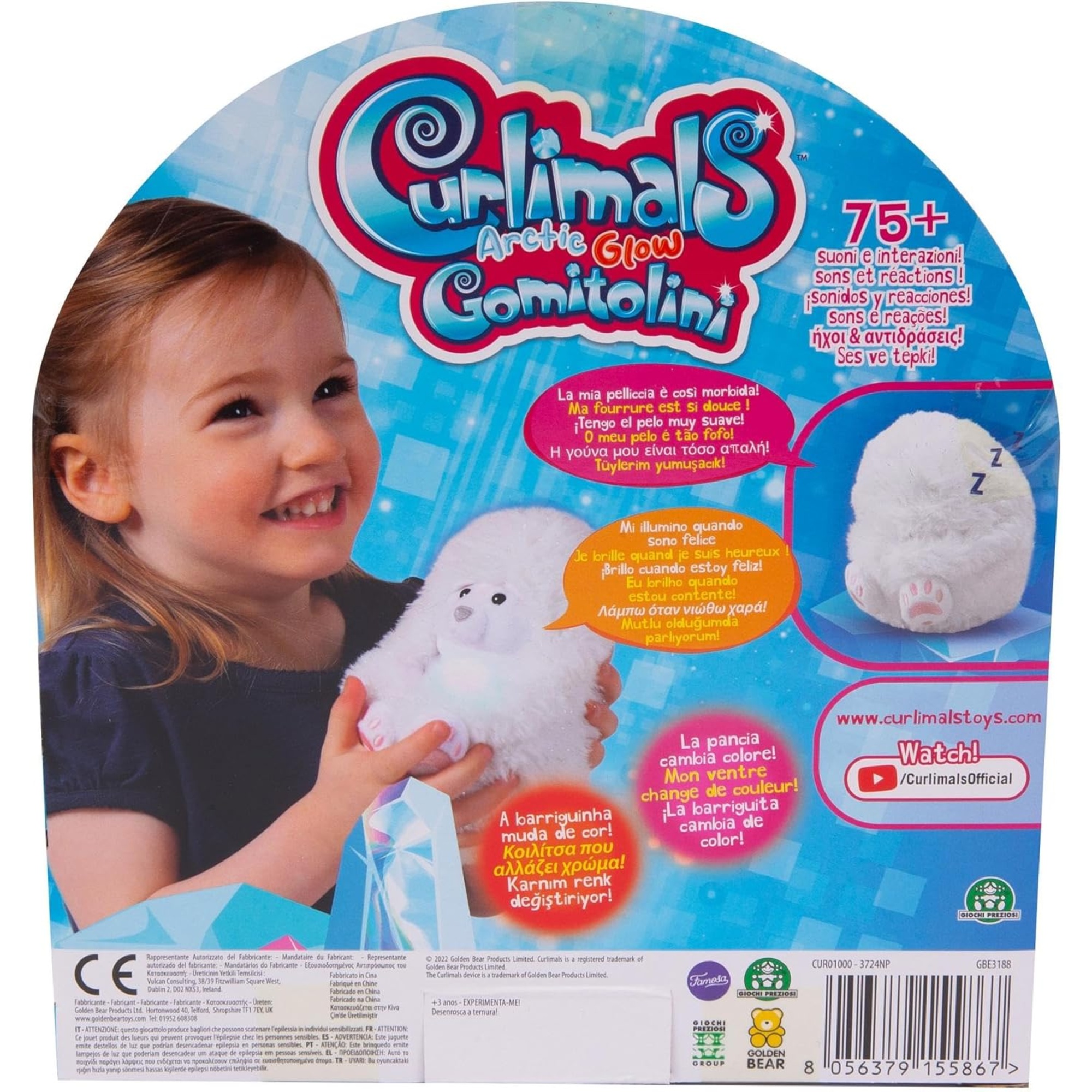 Curlimals artic assortito - peluche interattivo con 60 suoni e luci - Curlimals