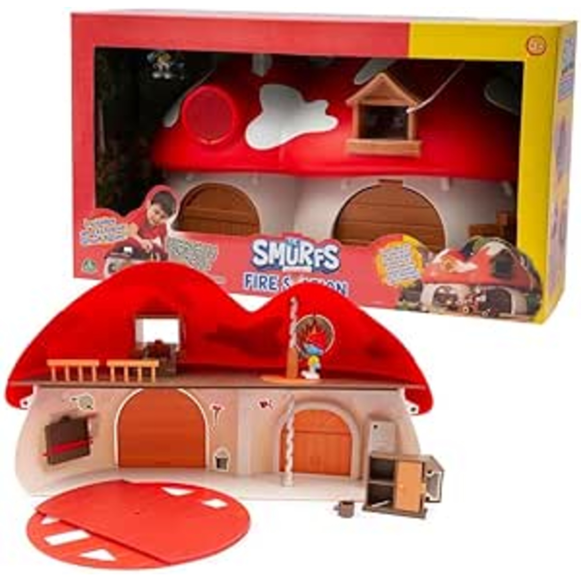 Playset caserma dei pompieri dei puffi con puffo tontolone esclusivo - gioco interattivo - 3+ anni - Puffi