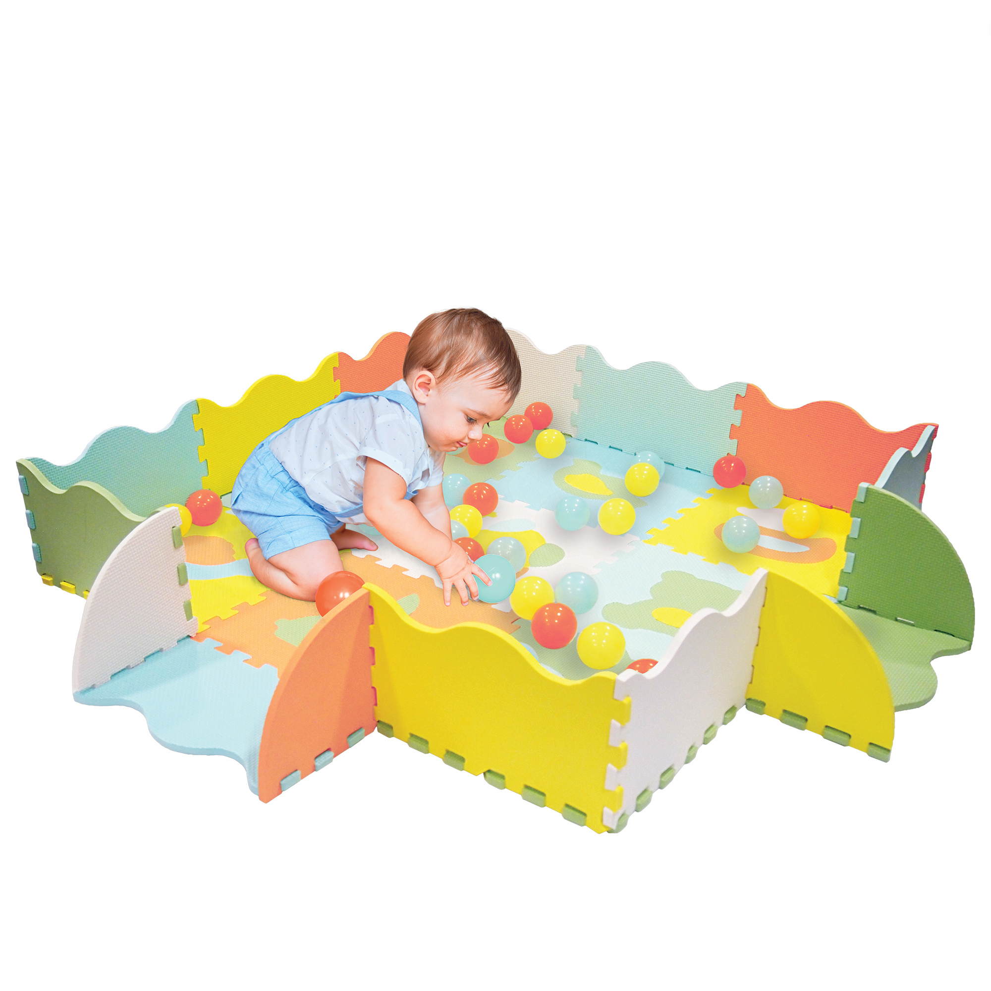 Tappeto puzzle activity con 50 palline, 9 pezzi, doppio utilizzo per area gioco - SUPERSTAR