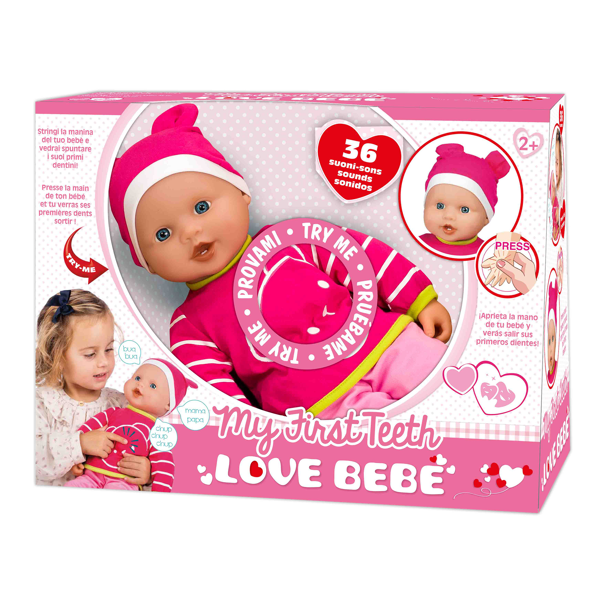 Bambola primi dentini 46 cm con corpo morbido e prime parole - love bebè - LOVE BEBE'