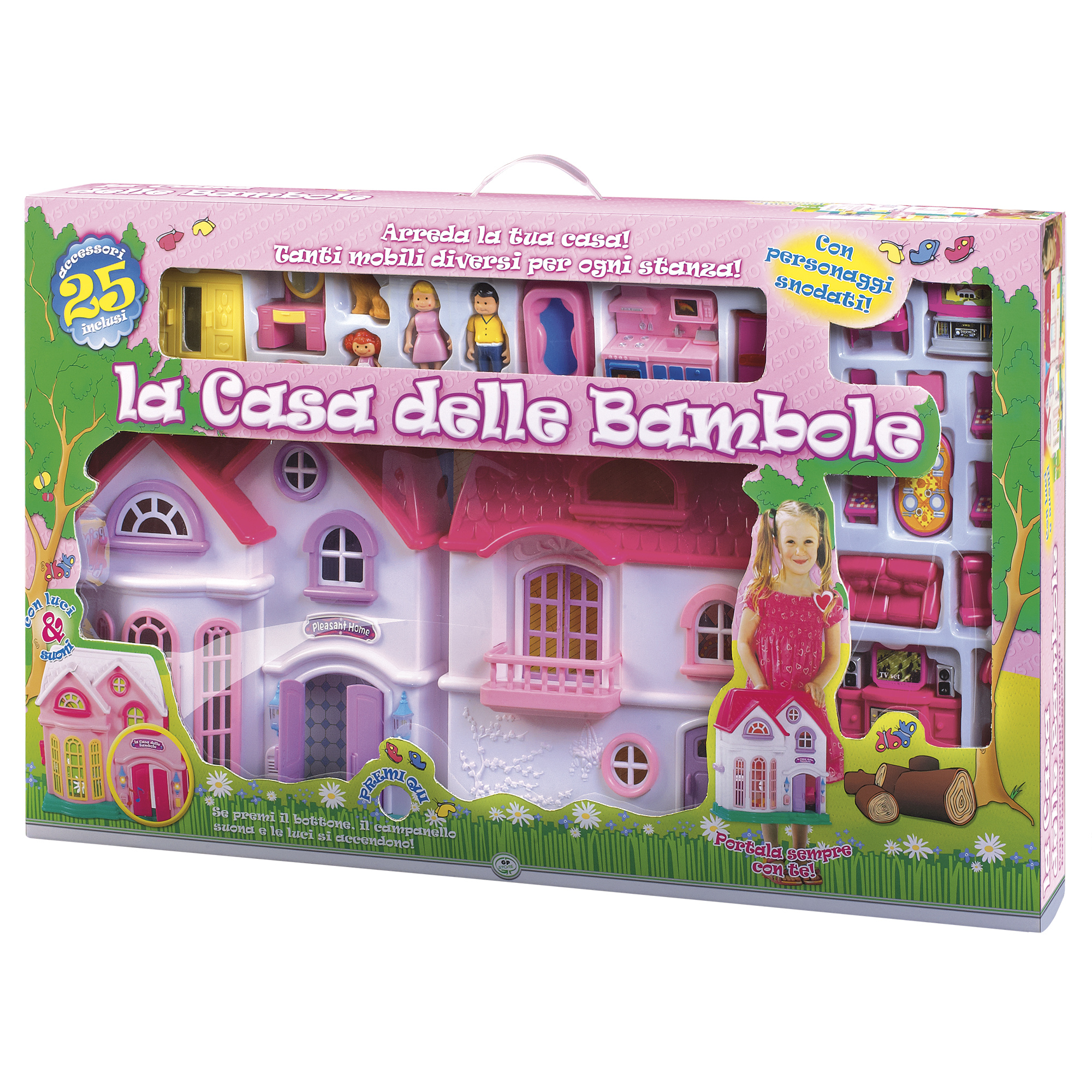 Casa delle bambole gigante lolly - 25 accessori e personaggi snodabili - luci e suoni - per arredare ogni stanza - LOLLY