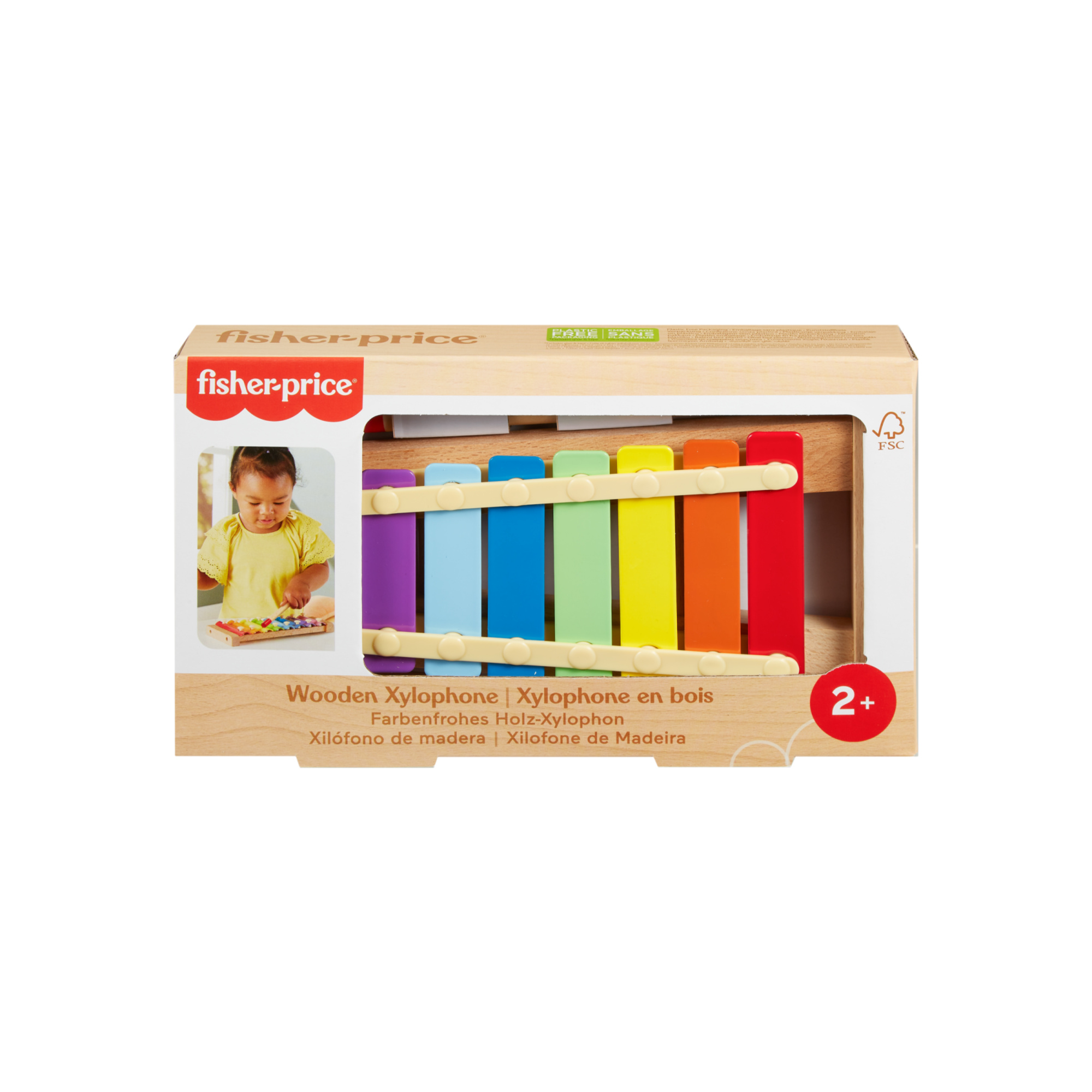 Xilofono in legno - set musicale xilofono e martelletto - fisher-price wood - FISHER-PRICE