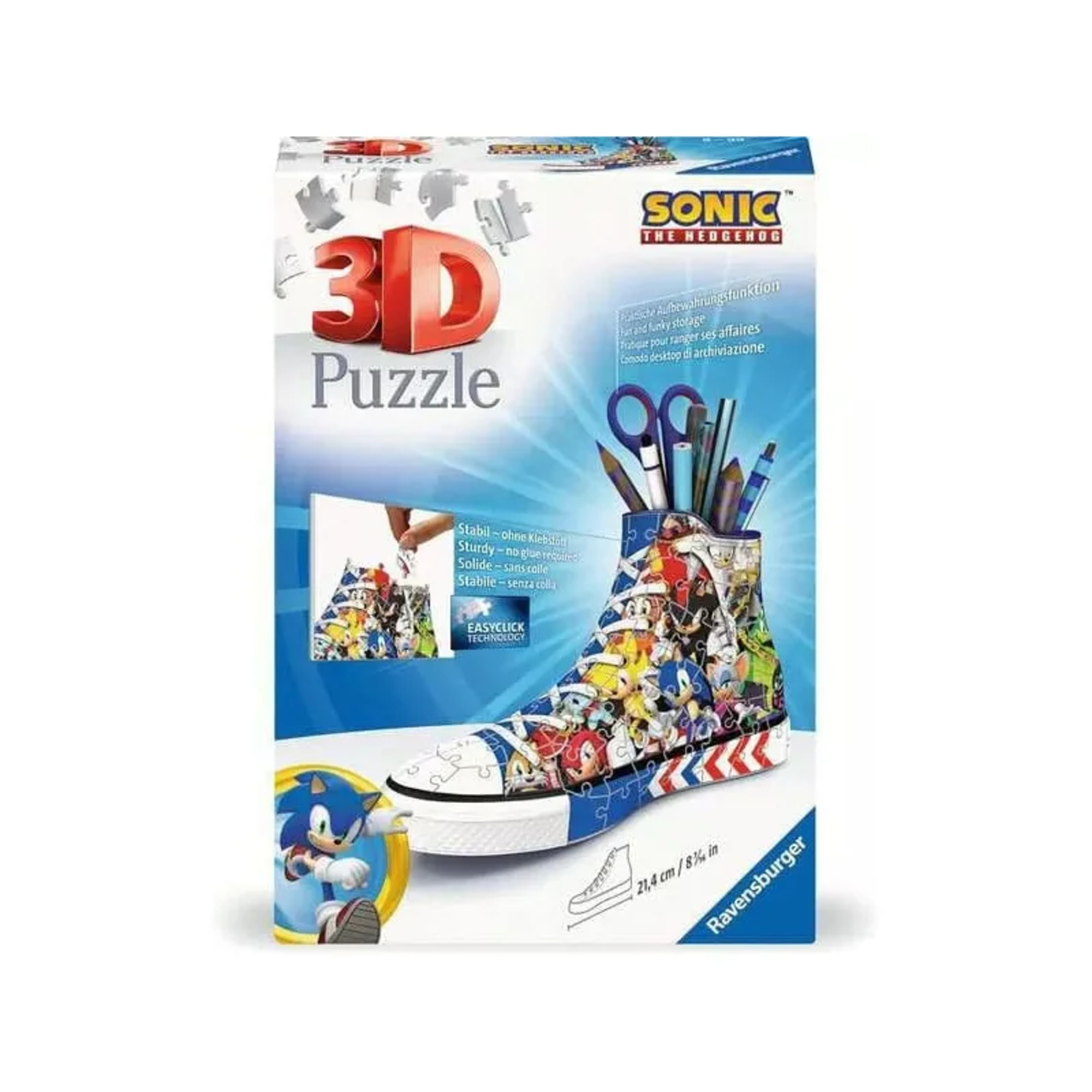 Ravensburger – 3d puzzle portapenne sneaker sonic, 108 pezzi, 8+ anni - Sonic