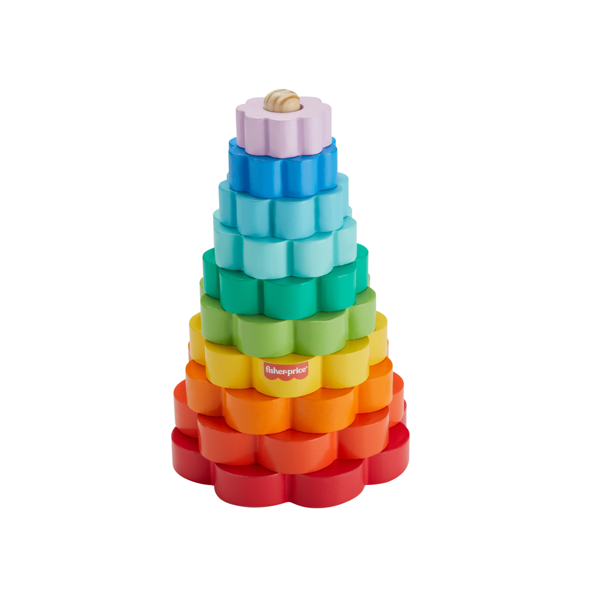 Piramide in legno - giocattolo creativo con 1 base e 9 anelli - fisher-price wood - FISHER-PRICE