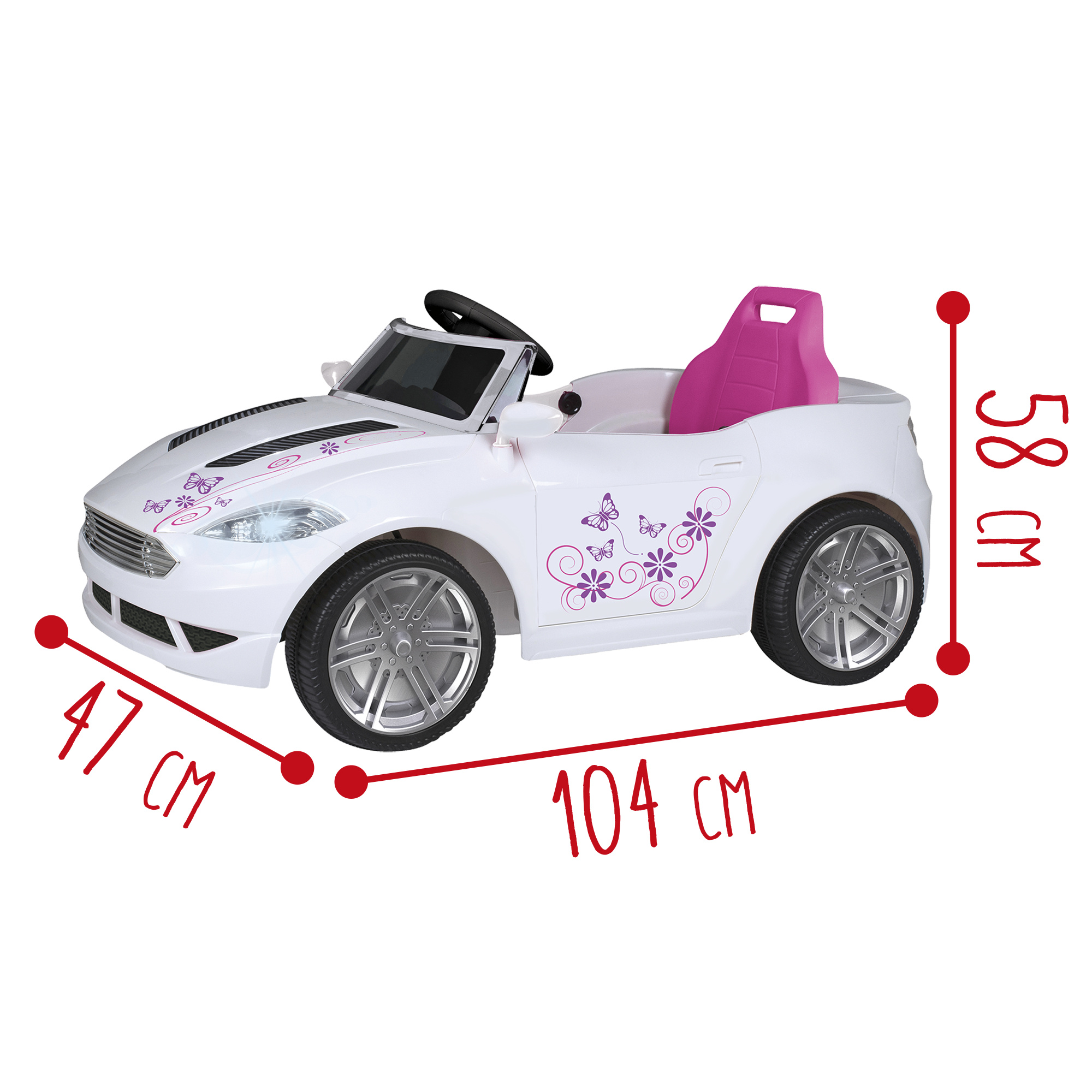 Macchina elettrica 6v telecomandata per bambini con luci, suoni realistici e velocità massima di 3 km/h - caricabatteria incluso - rosa - SUN&SPORT