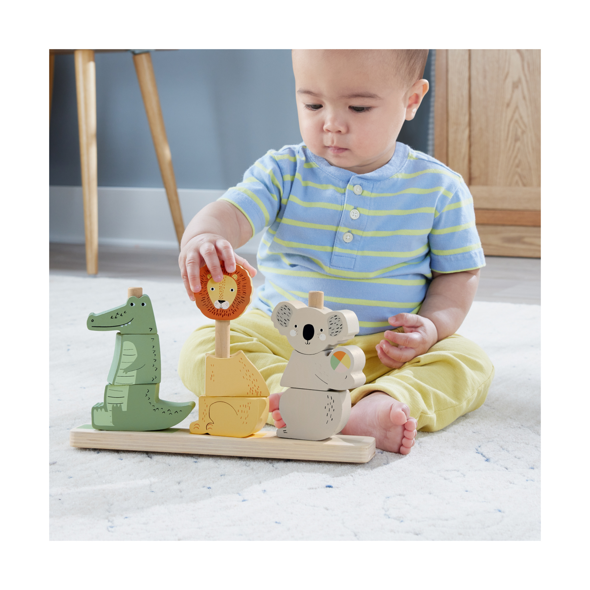 Animali della savana - 9 animali in legno a blocchi - fisher-price wood - FISHER-PRICE