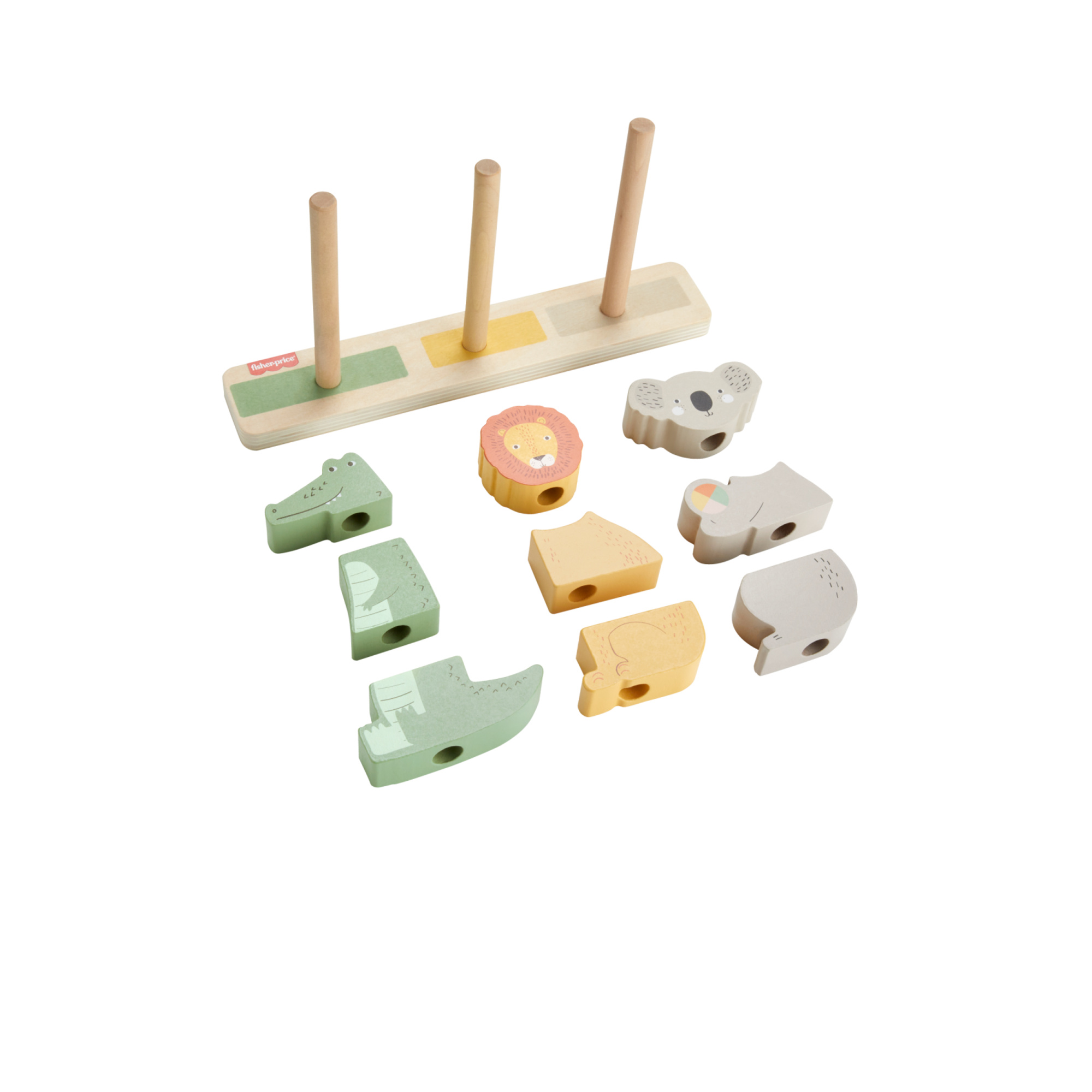 Animali della savana - 9 animali in legno a blocchi - fisher-price wood - FISHER-PRICE