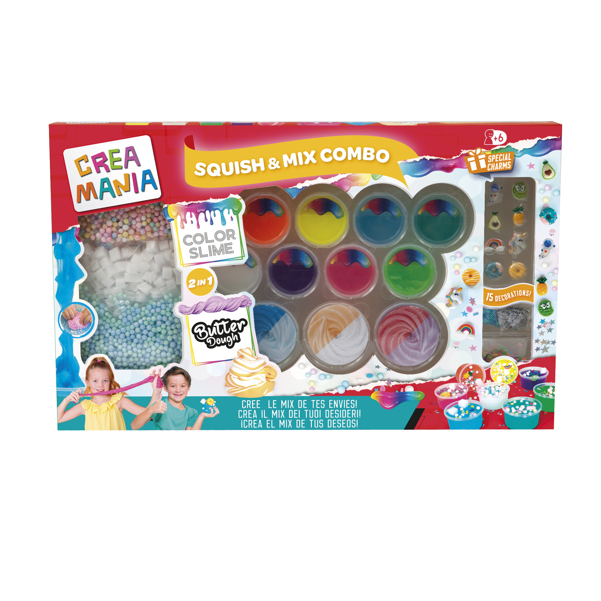 Squish & mix bomb - set creativo di slime e butter dough con decorazioni - crea mania - SUPERSTAR