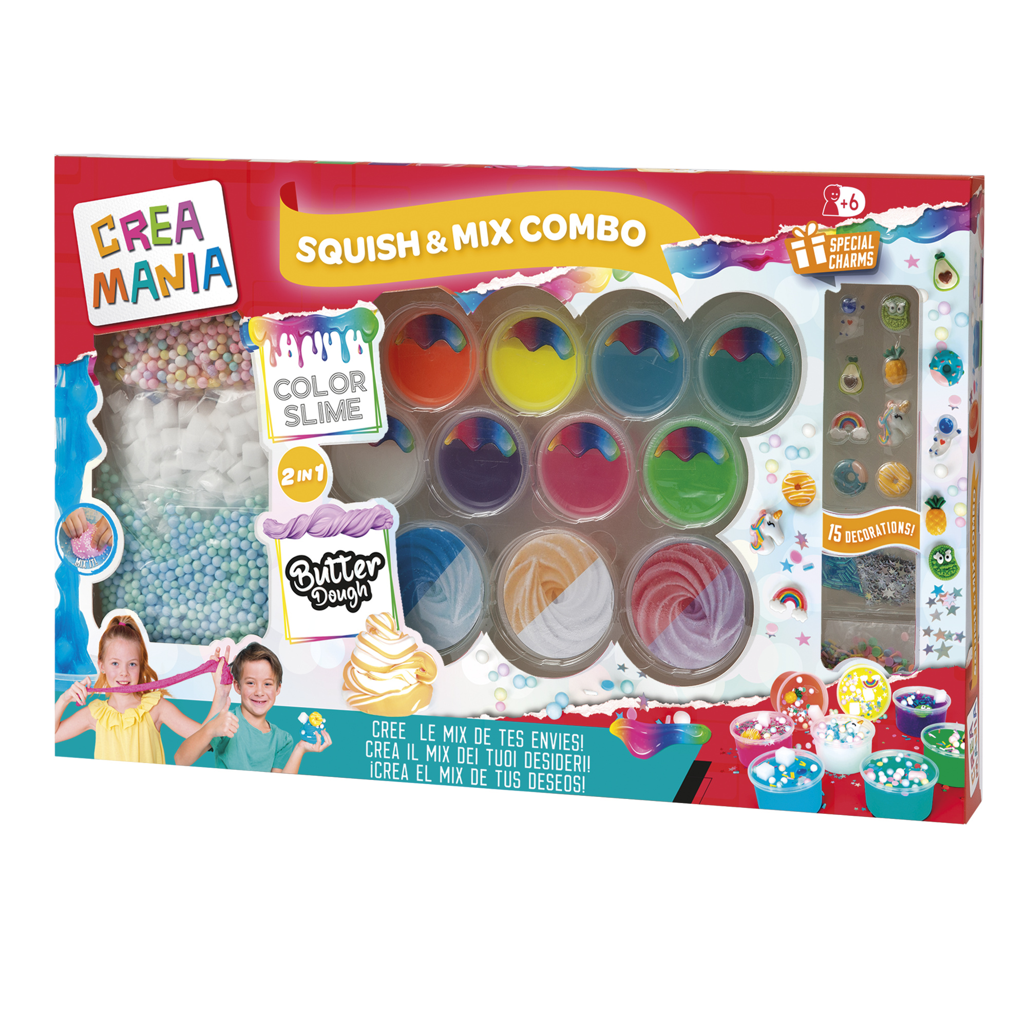 Squish & mix bomb - set creativo di slime e butter dough con decorazioni - crea mania - SUPERSTAR