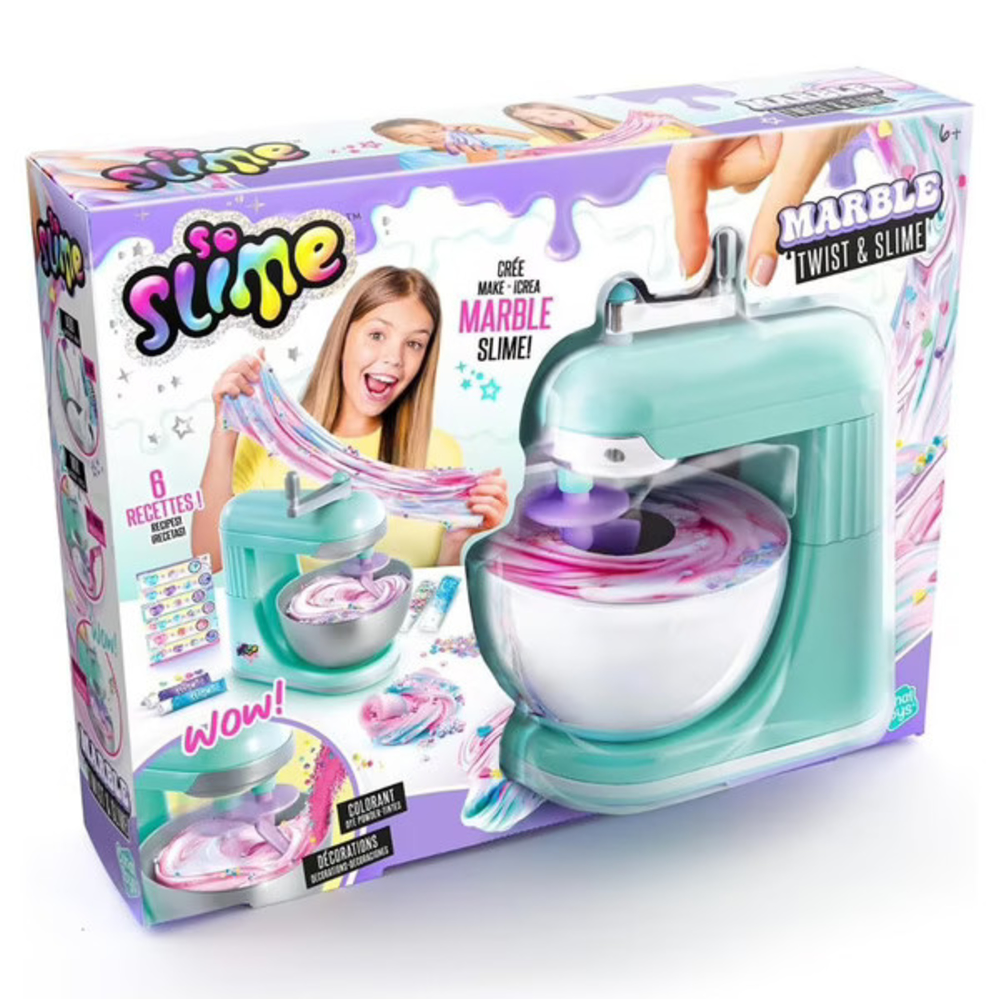 So slime twist & slime - crea il tuo slime colorato e marbré - kit creativo con mini robot per bambini - 