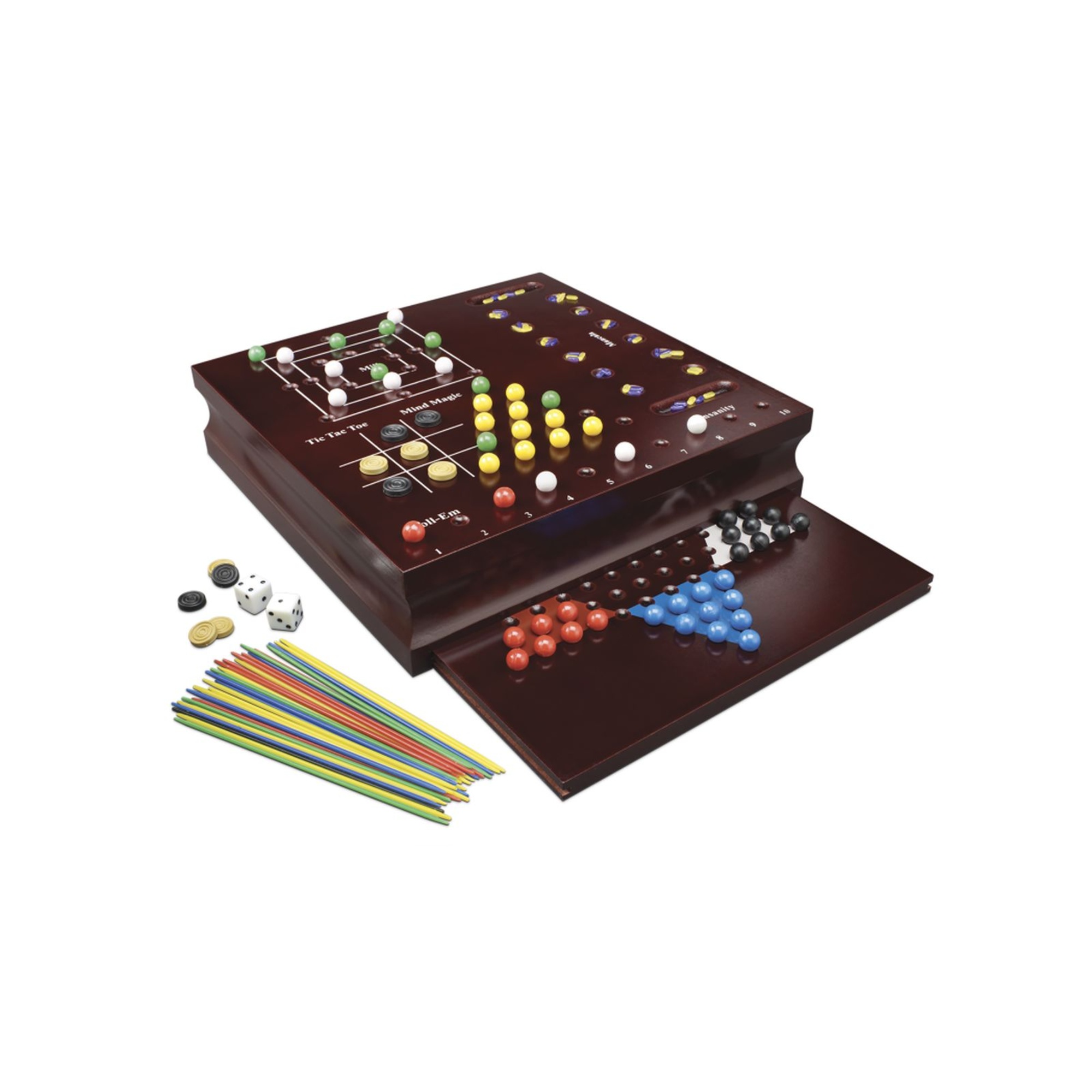 Set di giochi da tavolo in legno 10-in-1 - flipper elettronico, backgammon, scacchi, shangai e più-  zig zag - ZIG ZAG