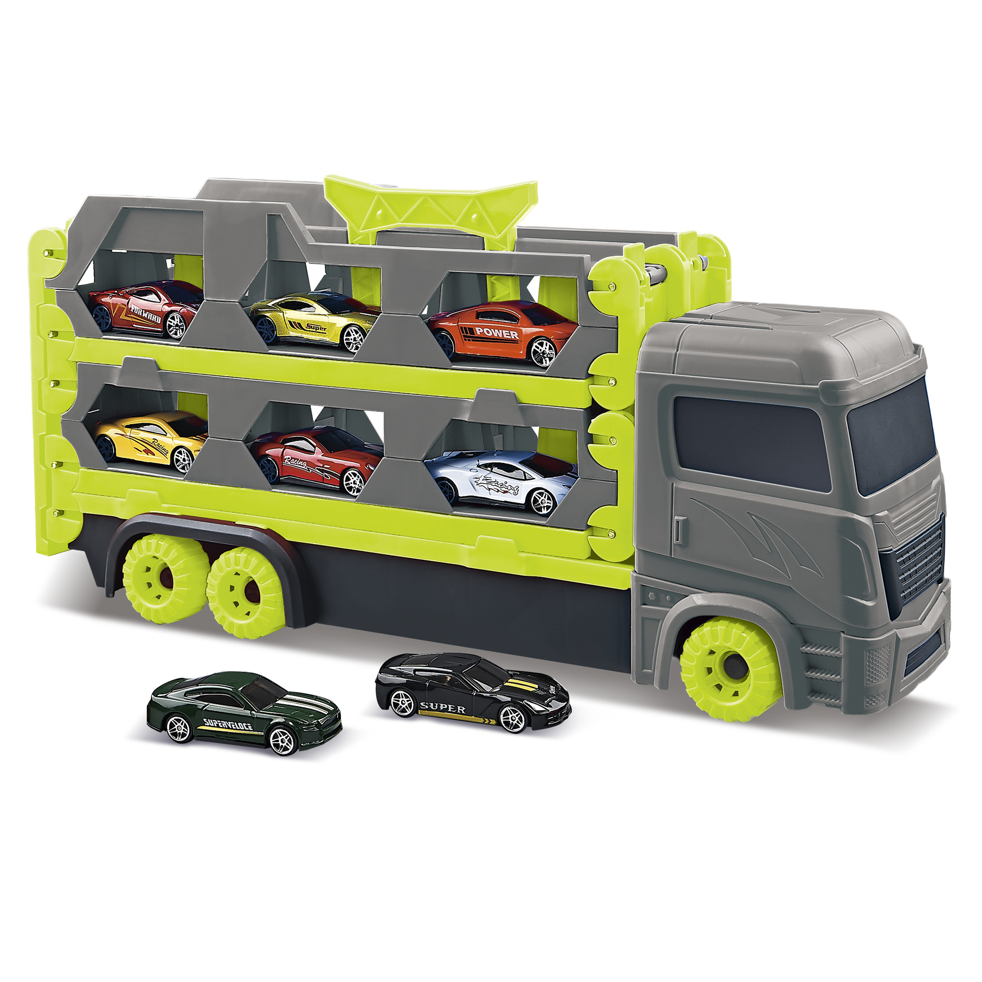 Camioncino porta macchinine 2 in 1 - pista race & go motor & co - NO BRAND