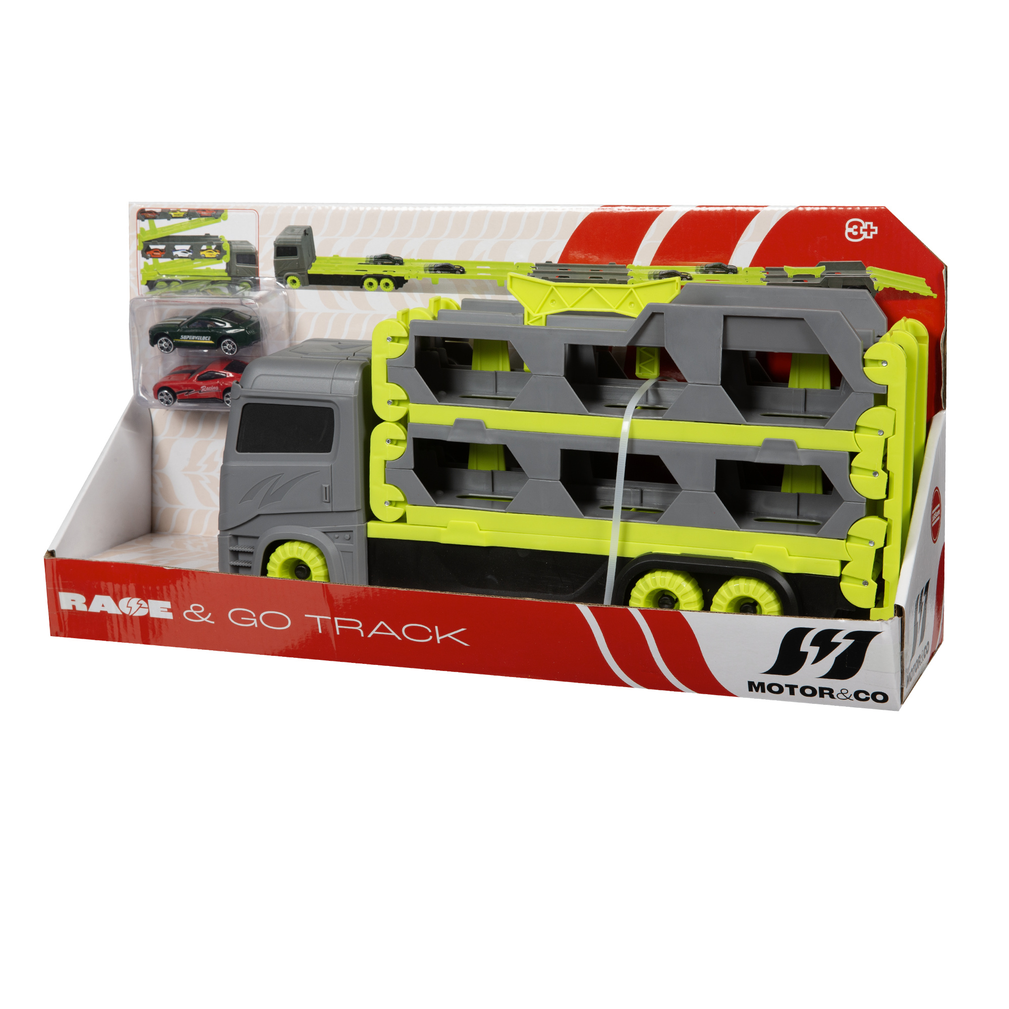 Camioncino porta macchinine 2 in 1 - pista race & go motor & co - NO BRAND