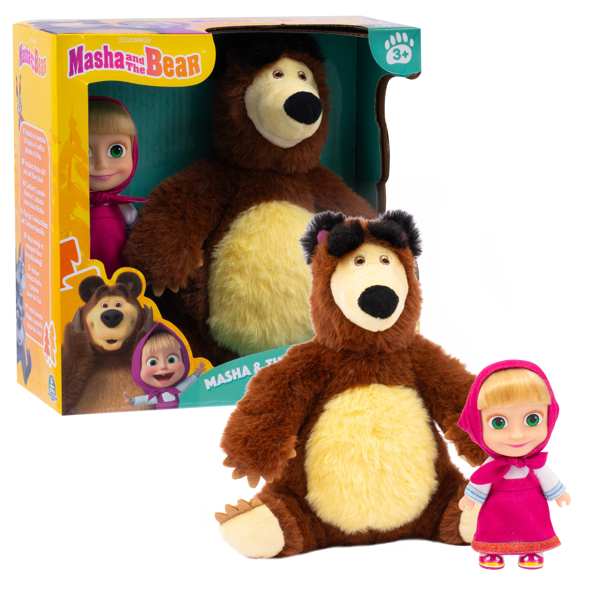 Bambola masha 12cm e peluche orso 20cm - masha & orso - MASHA & ORSO