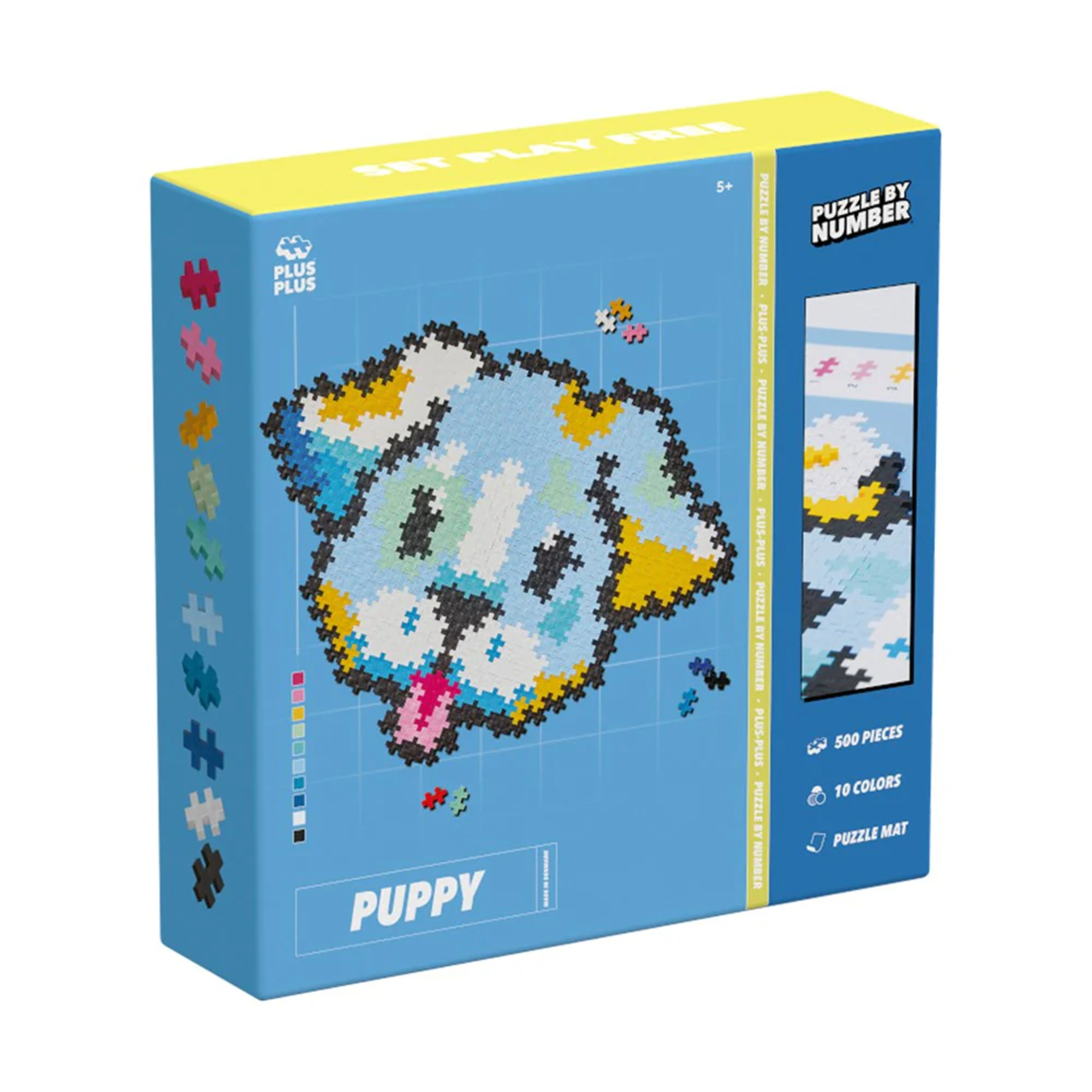 Puzzle by numbers - set puppy con 500 pezzi plus-plus - gioco educativo creativo per bambini - 