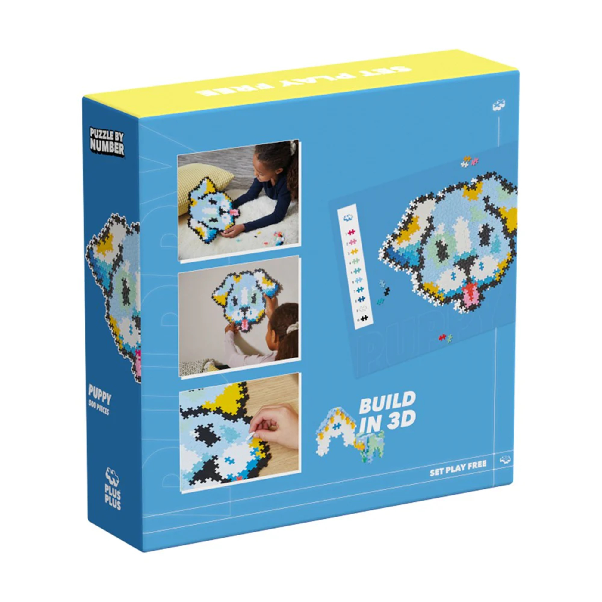 Puzzle by numbers - set puppy con 500 pezzi plus-plus - gioco educativo creativo per bambini - 