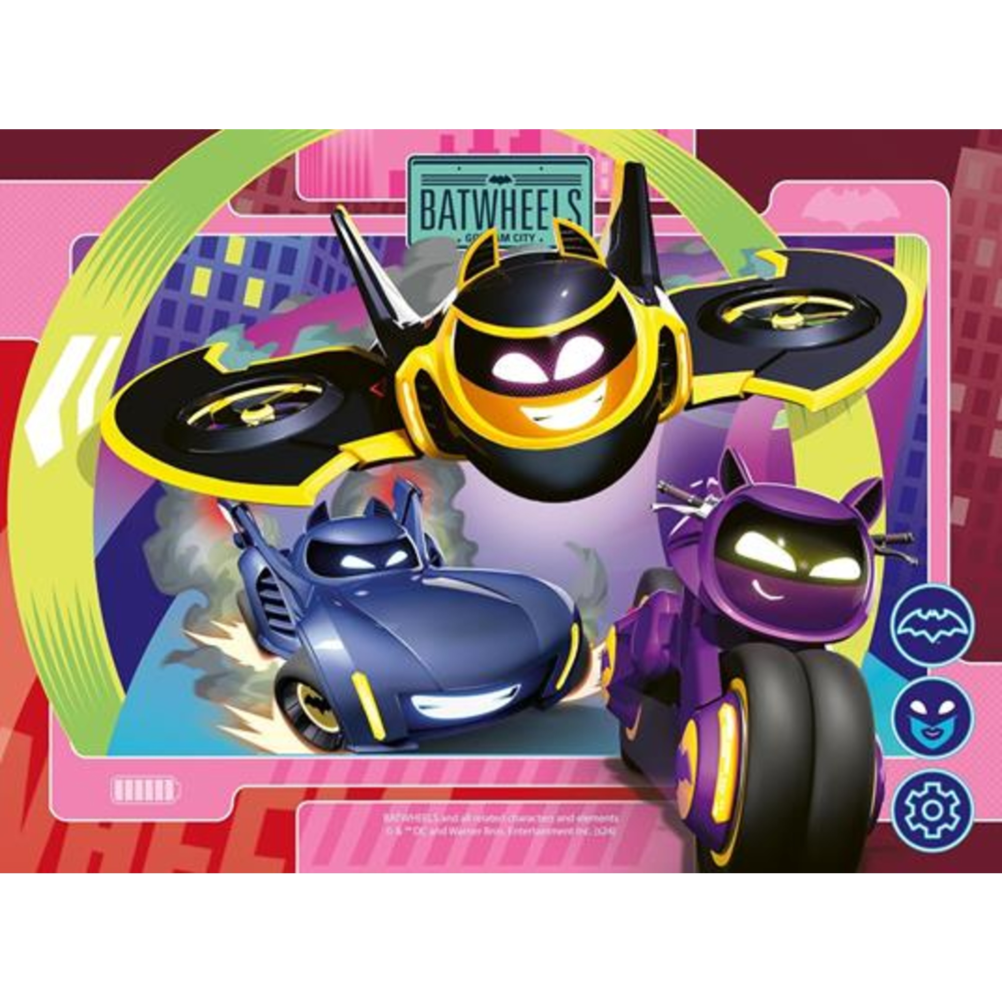 Puzzle ravensburger batwheels 4 in a box - 4 puzzle da 12-16-20-24 pezzi, età 3+ anni - BATMAN