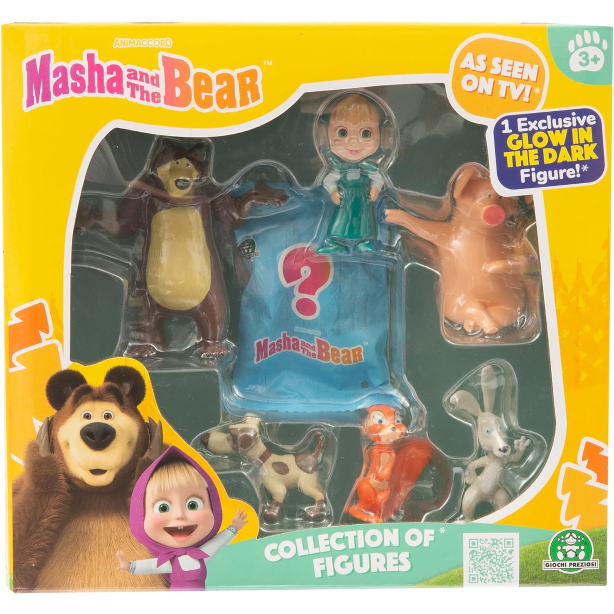 Set personaggi masha e orso - 7 mini figure, 1 luminoso a sorpresa - 5-7 cm - MASHA & ORSO