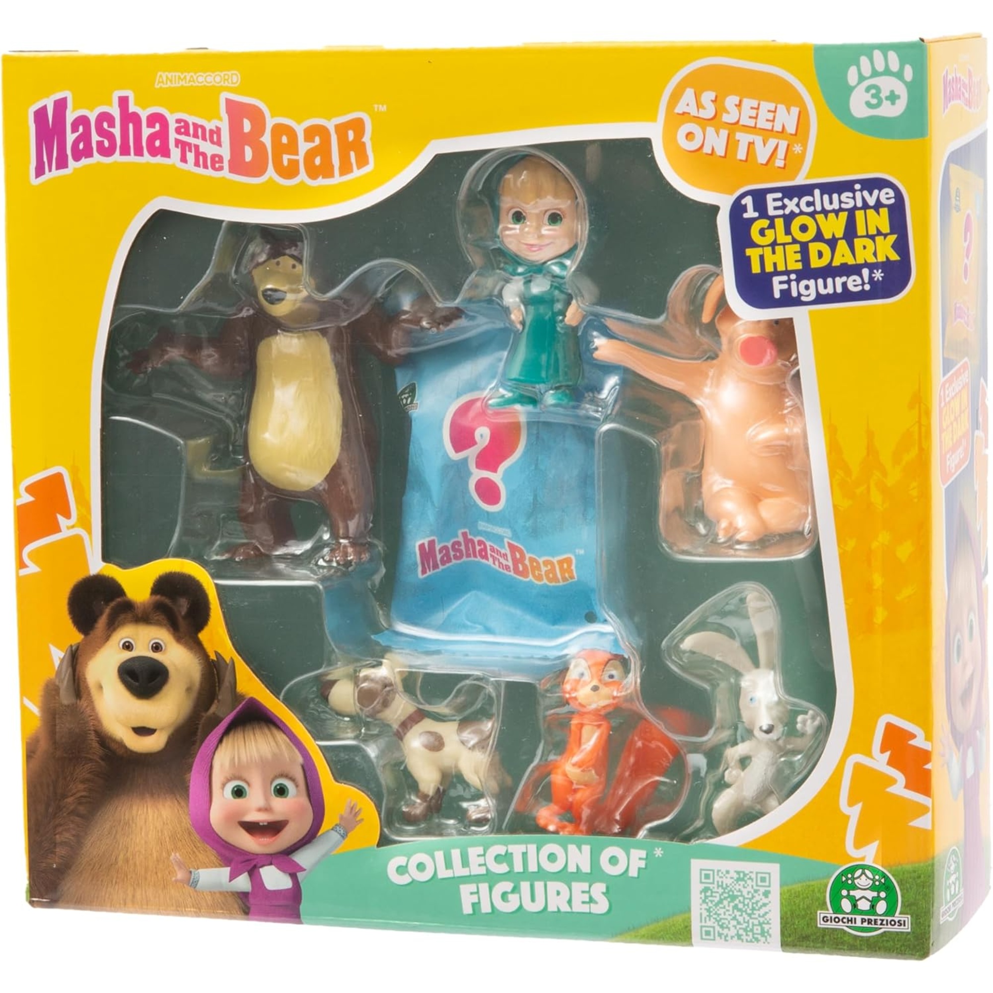 Set personaggi masha e orso - 7 mini figure, 1 luminoso a sorpresa - 5-7 cm - MASHA & ORSO