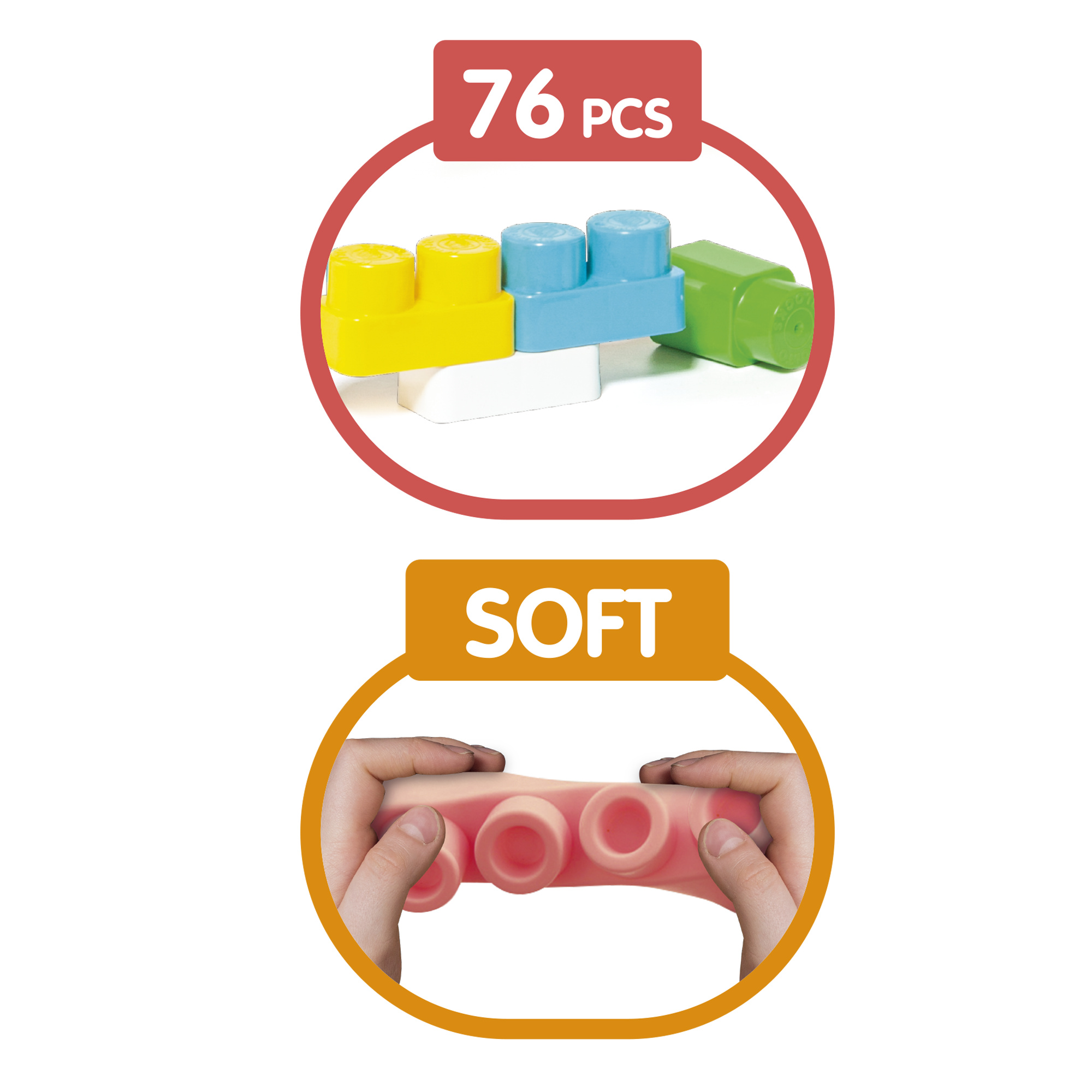 Set di 76 blocchi da costruzione soft  per bambini - baby smile - BABY SMILE