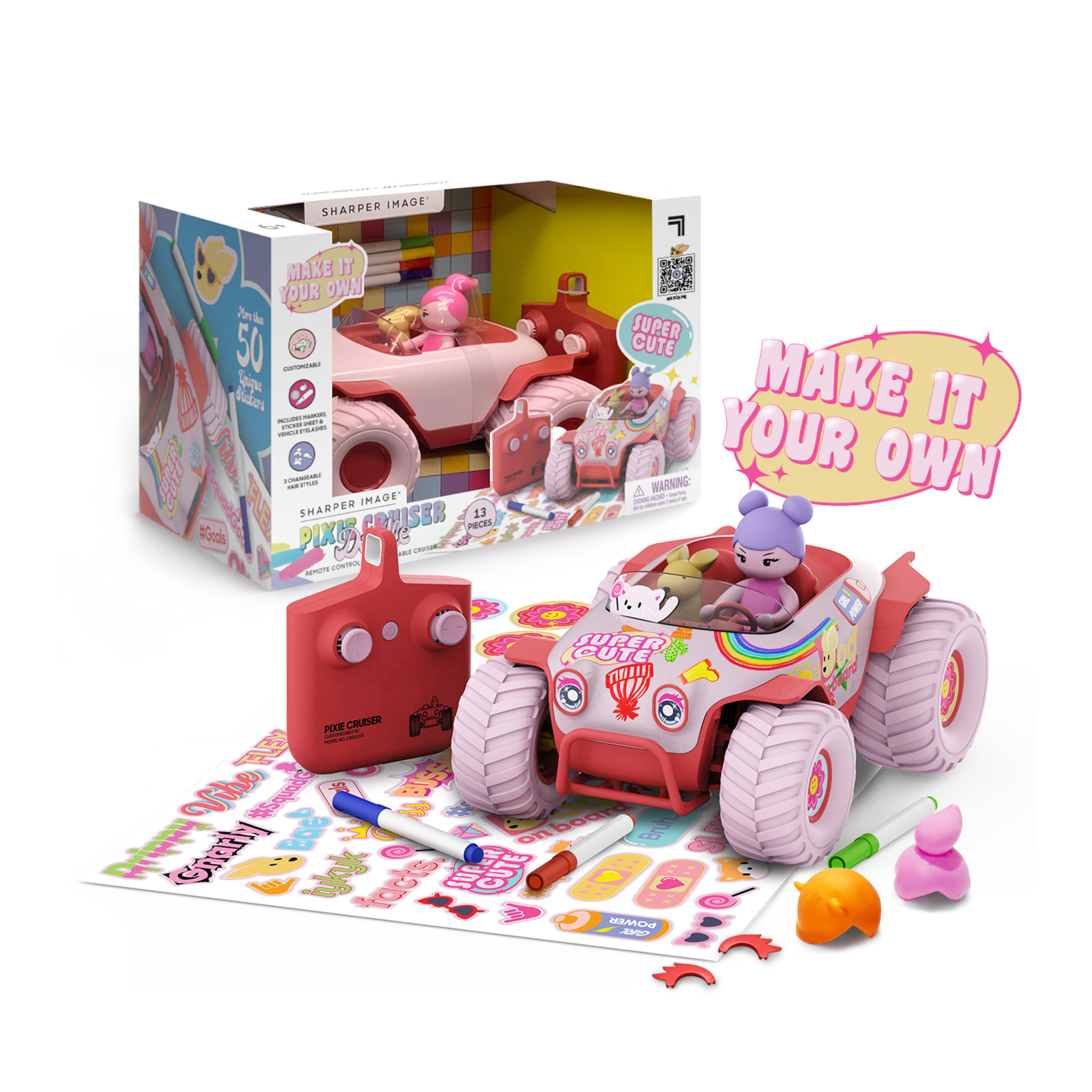 Pixie cruiser doodle sharper image® – auto rc personalizzabile con adesivi e accessori - Sharper Image