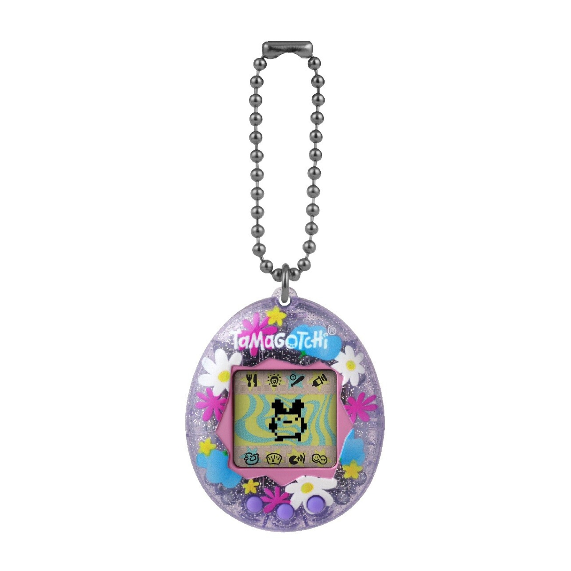 Tamagotchi originale flower glitter, versione italiana, modello classico degli anni '90, mini-gioco incluso, adatto per bambini da 8 anni in su - TAMAGOTCHI