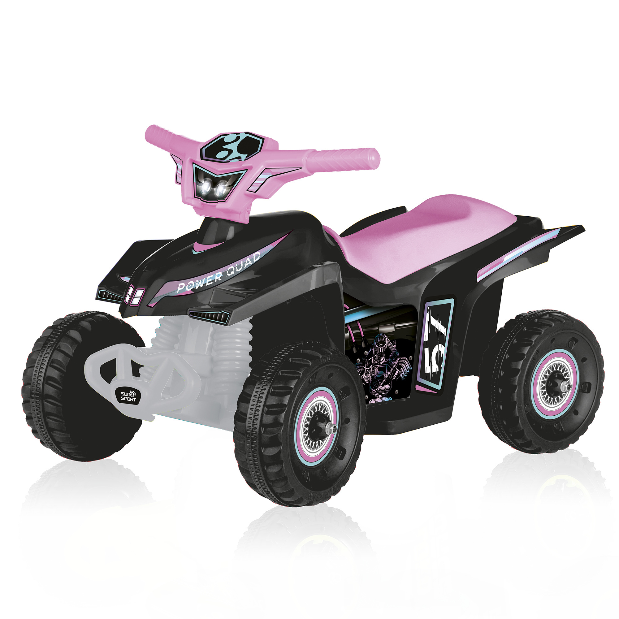 Quad elettrico per bambini - grandi ruote, stabilità e guida realistica fino a 2,7 km/h - peso massimo supportato 50 kg - rosa - SUN&SPORT