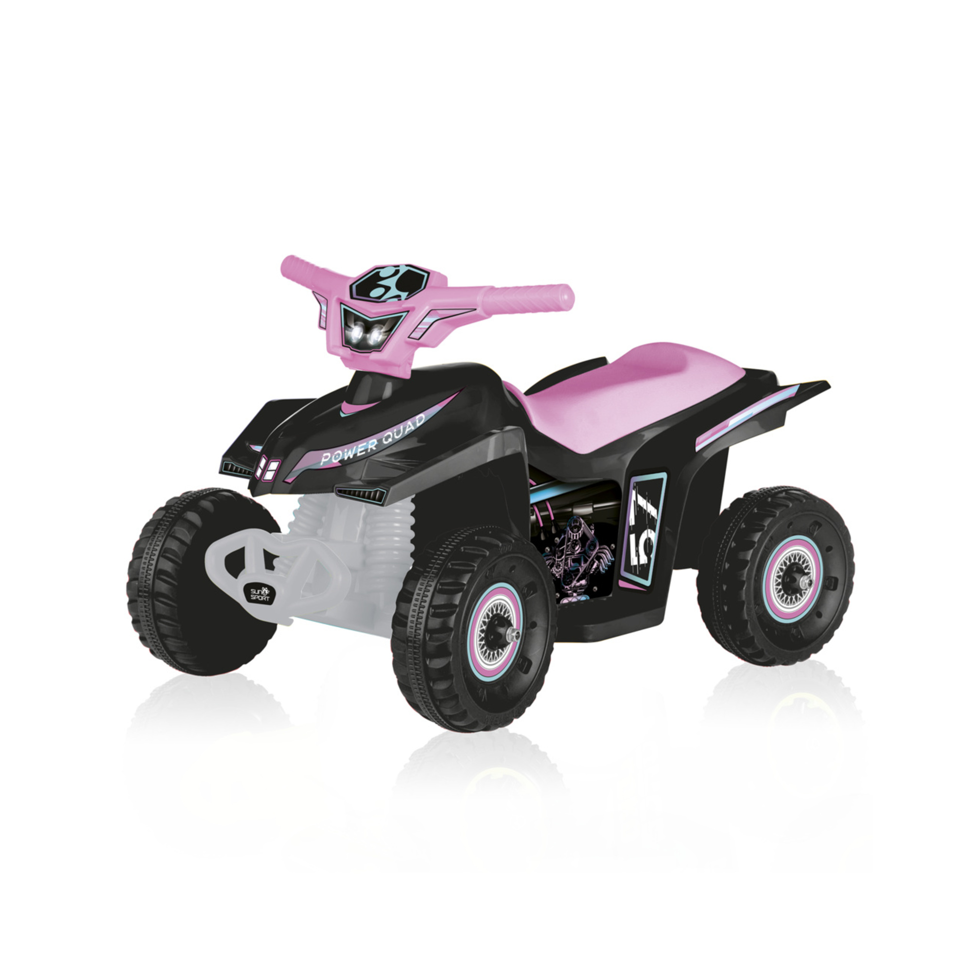 Quad elettrico per bambini - grandi ruote, stabilità e guida realistica fino a 2,7 km/h - peso massimo supportato 50 kg - rosa - SUN&SPORT