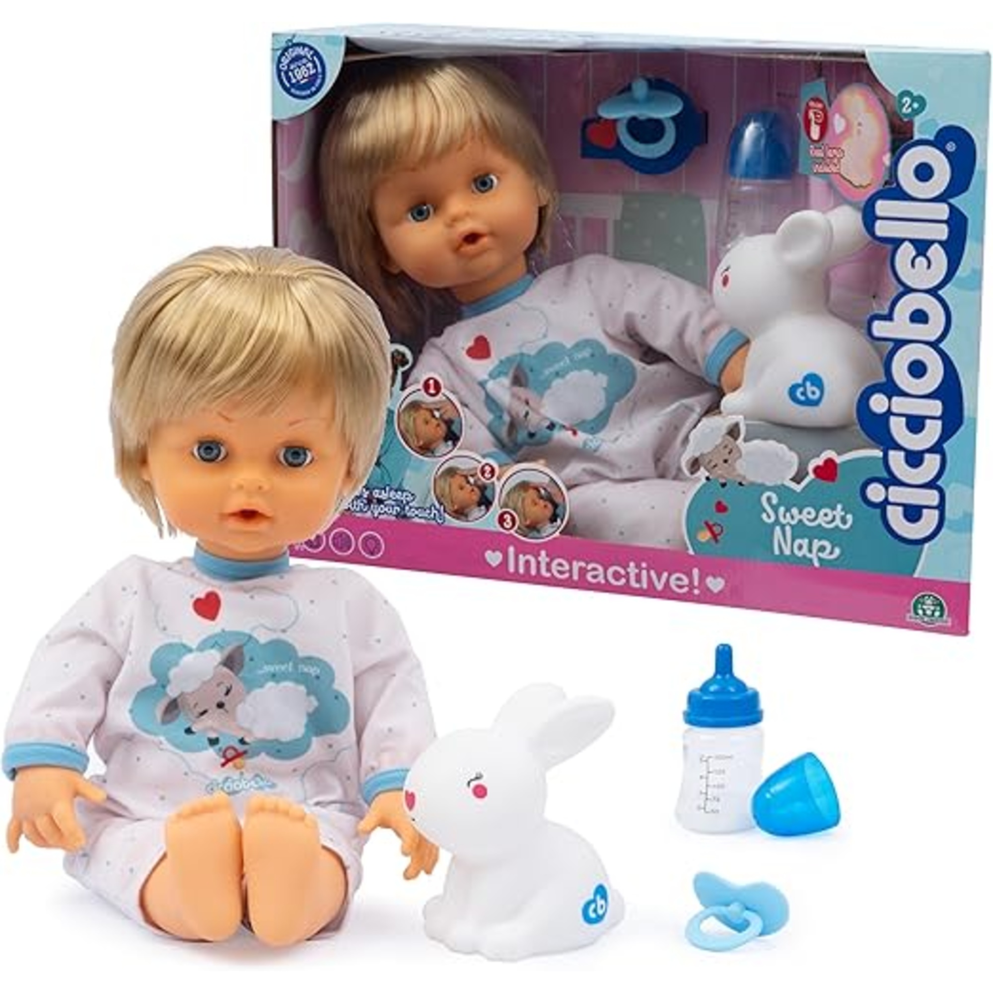 Cicciobello sweet nap bambola interattiva 42 cm con ciuccio e lampada a coniglietto dai 2 anni Toys Center