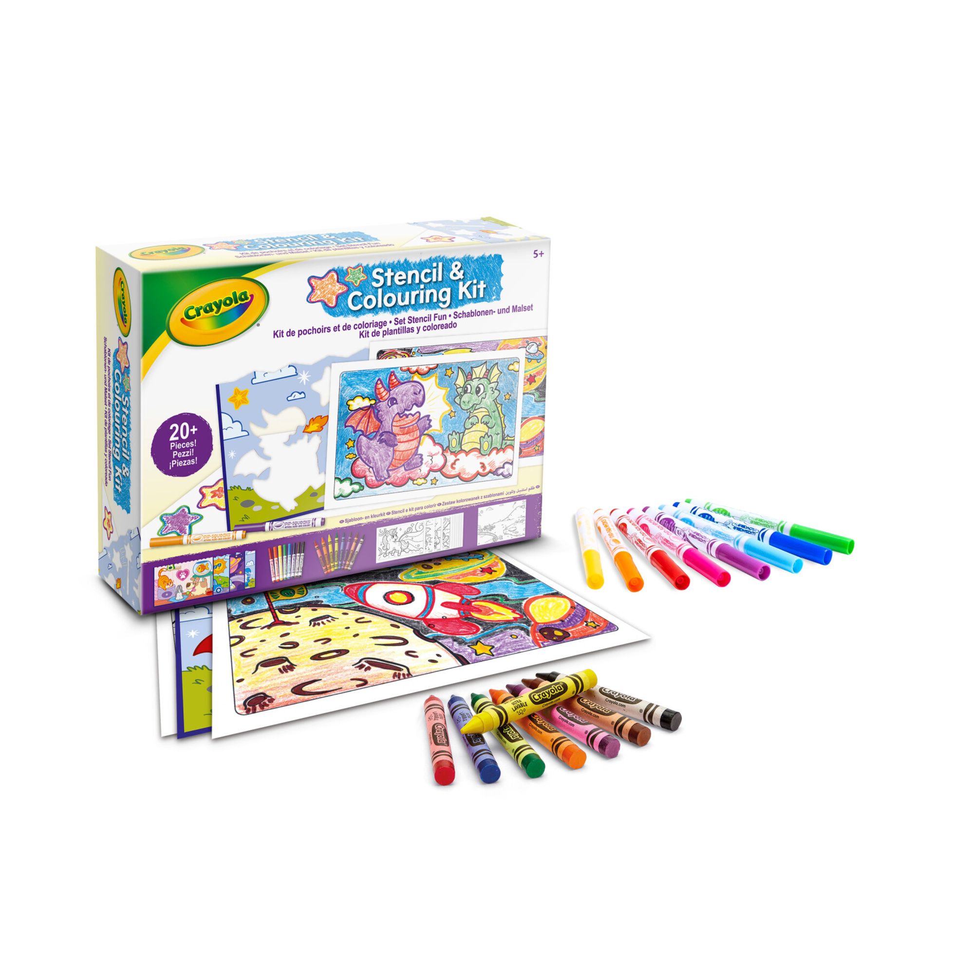 Crayola kit creativo stencil & colouring - impara a disegnare - CRAYOLA