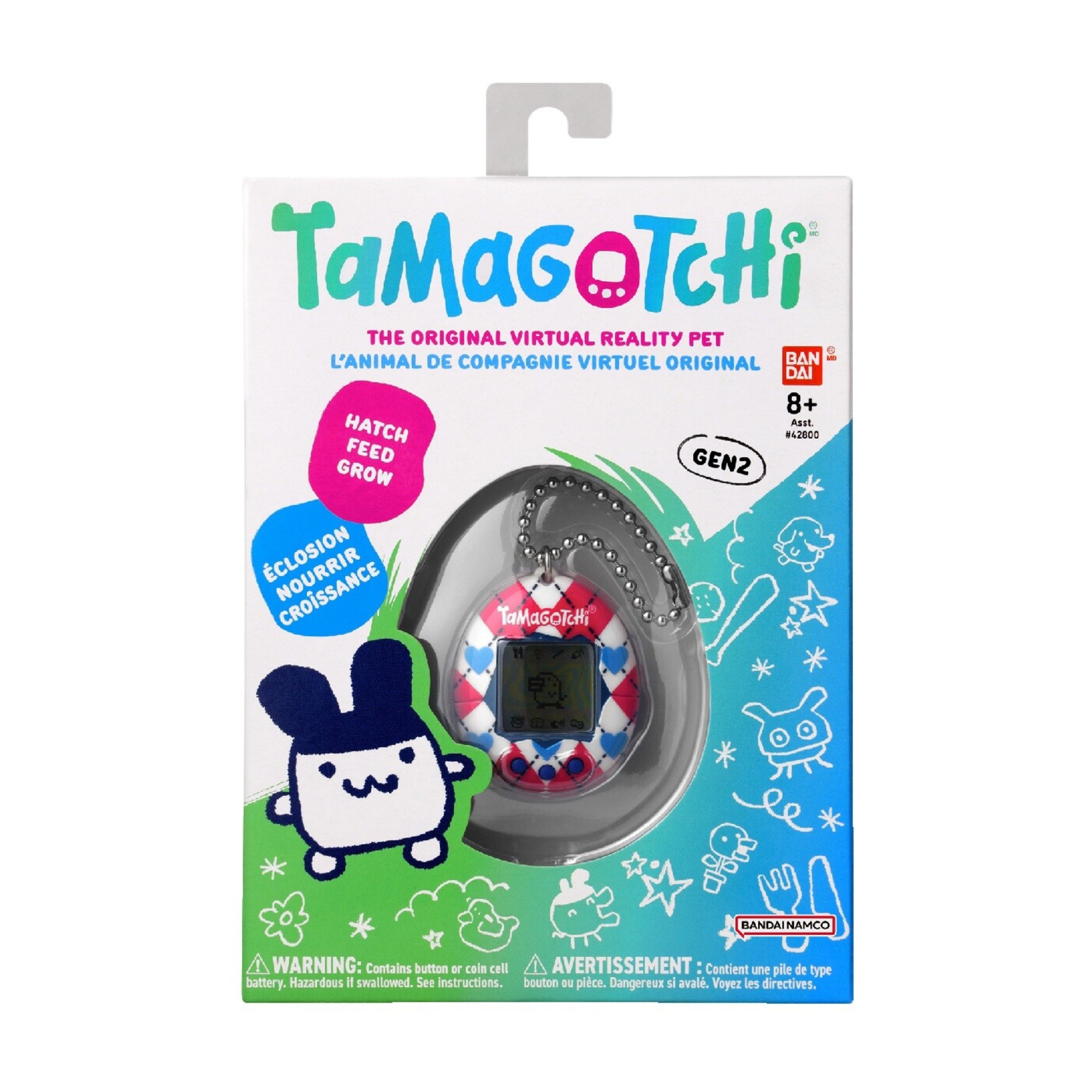 Tamagotchi originale versione cuori, versione italiana, modello classico degli anni '90, mini-gioco incluso, adatto per bambini da 8 anni in su - TAMAGOTCHI