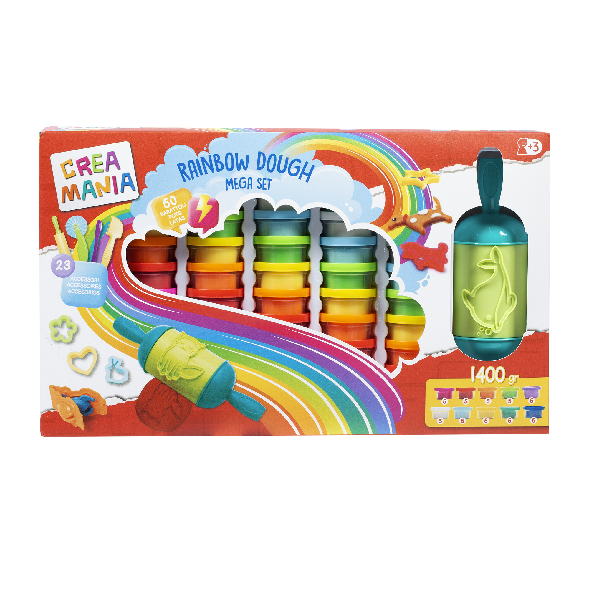 Rainbow dough mega set - grande set arcobaleno creativo per modellare e giocare - SUPERSTAR