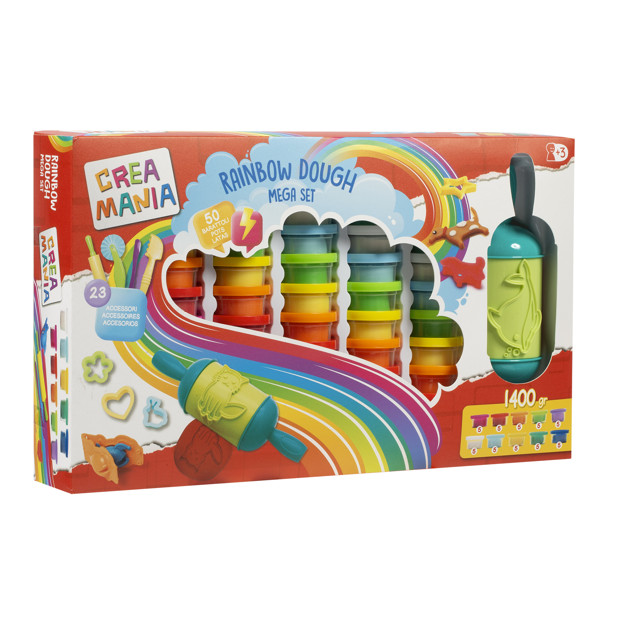 Rainbow dough mega set - grande set arcobaleno creativo per modellare e giocare - SUPERSTAR